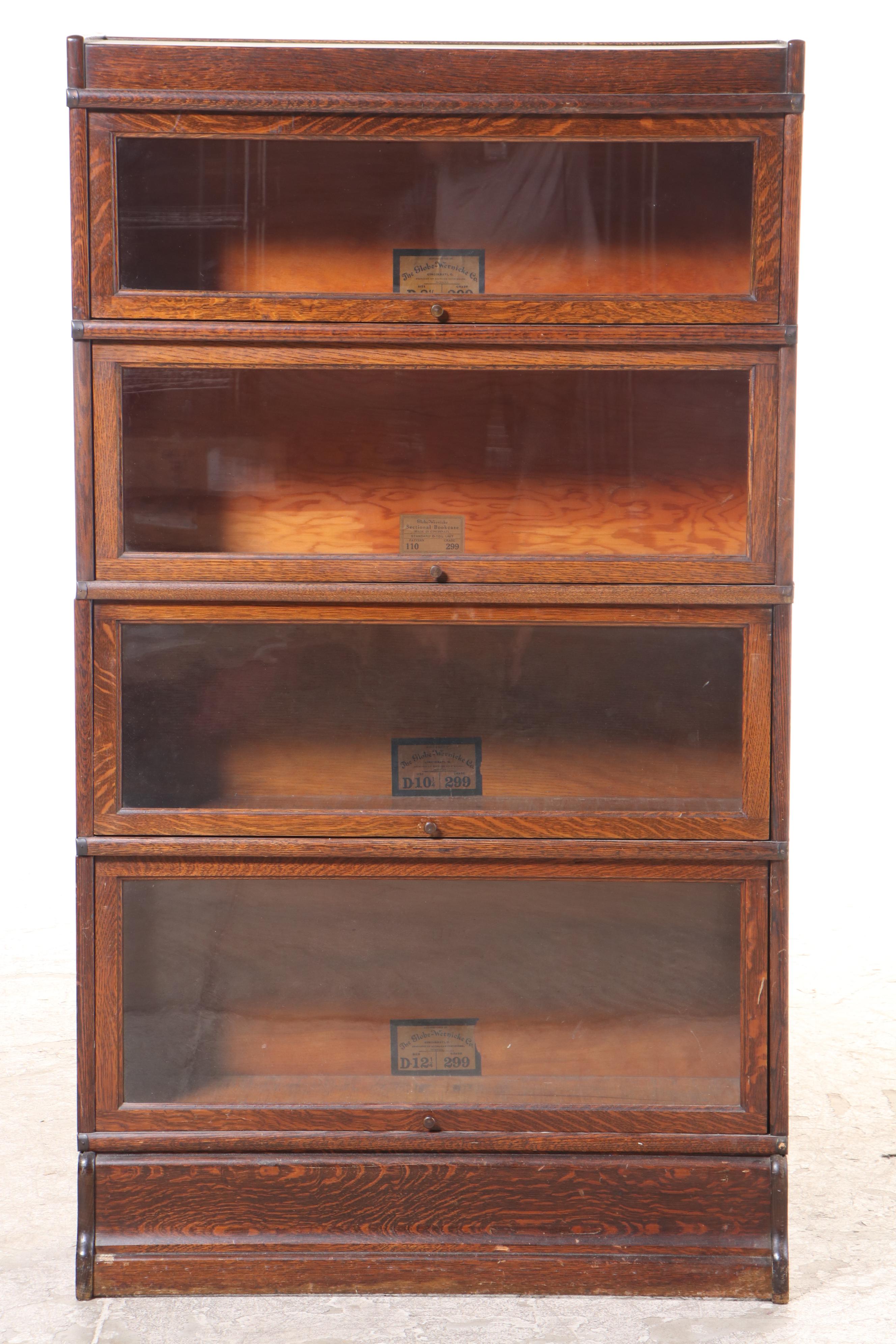 The Globe-Wernicke Co. Oak Four-Stack Barrister's Bookcase, Early 20th Century