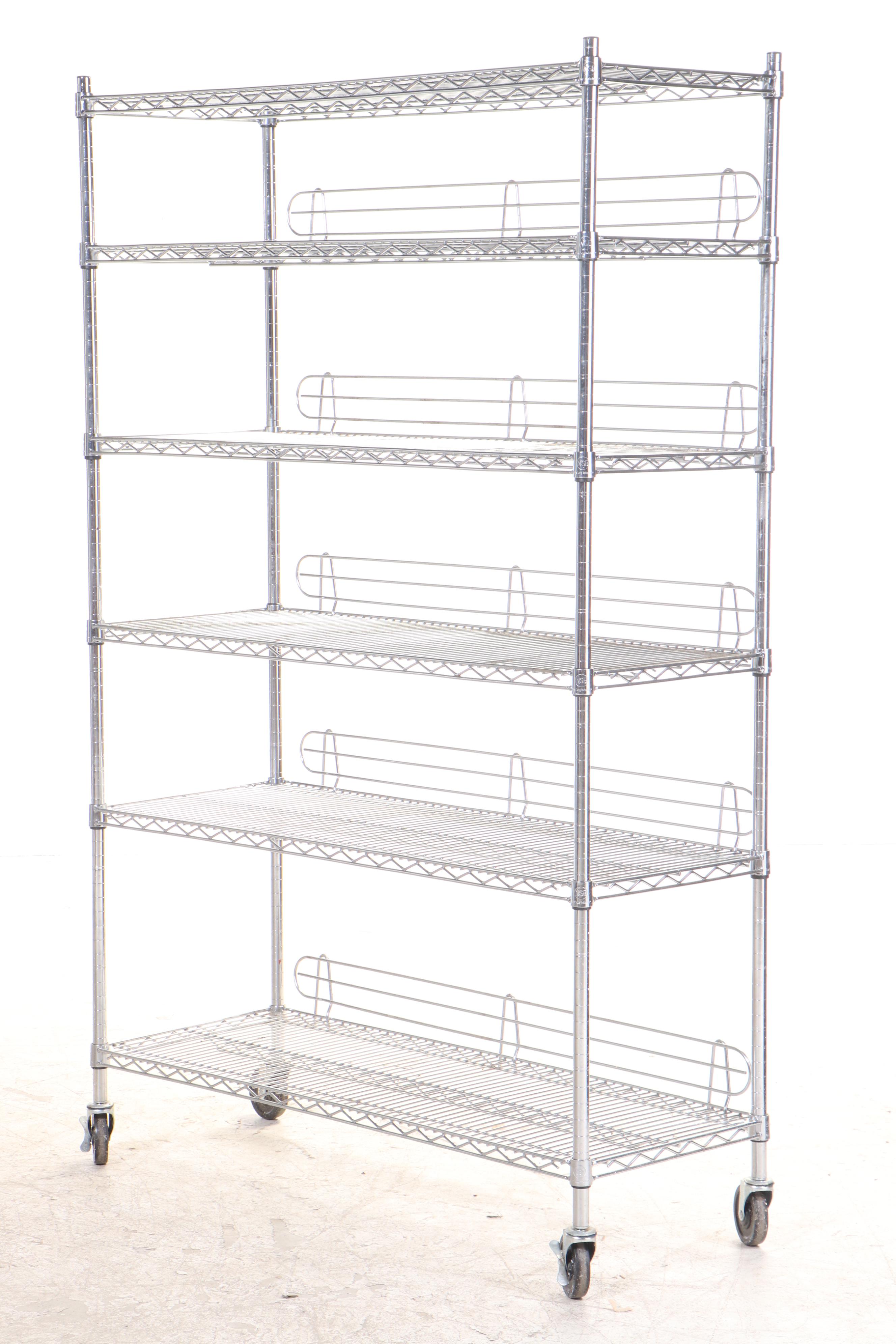 Four Assorted Industrial Rolling Metal Utility Shelving Units