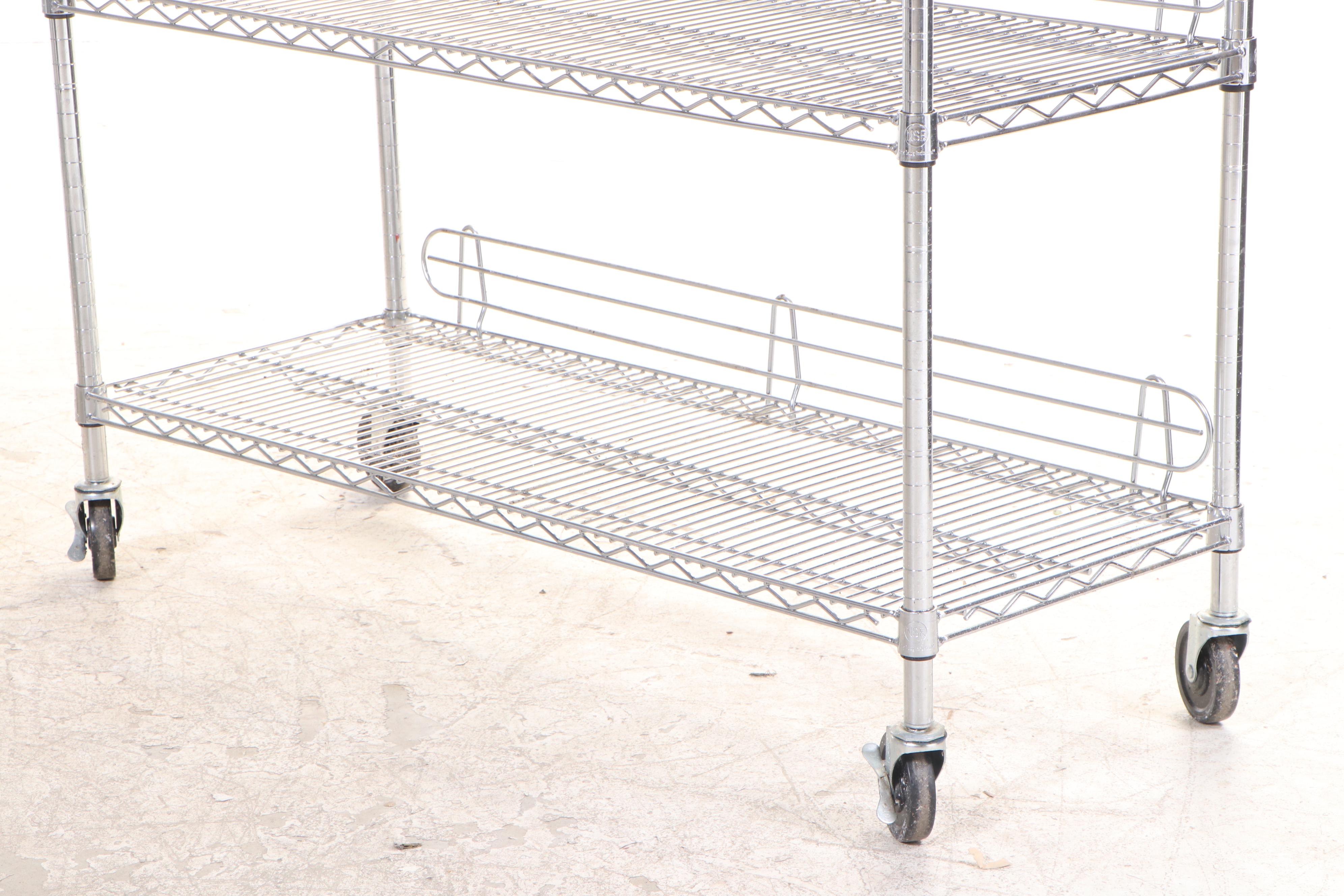 Four Assorted Industrial Rolling Metal Utility Shelving Units