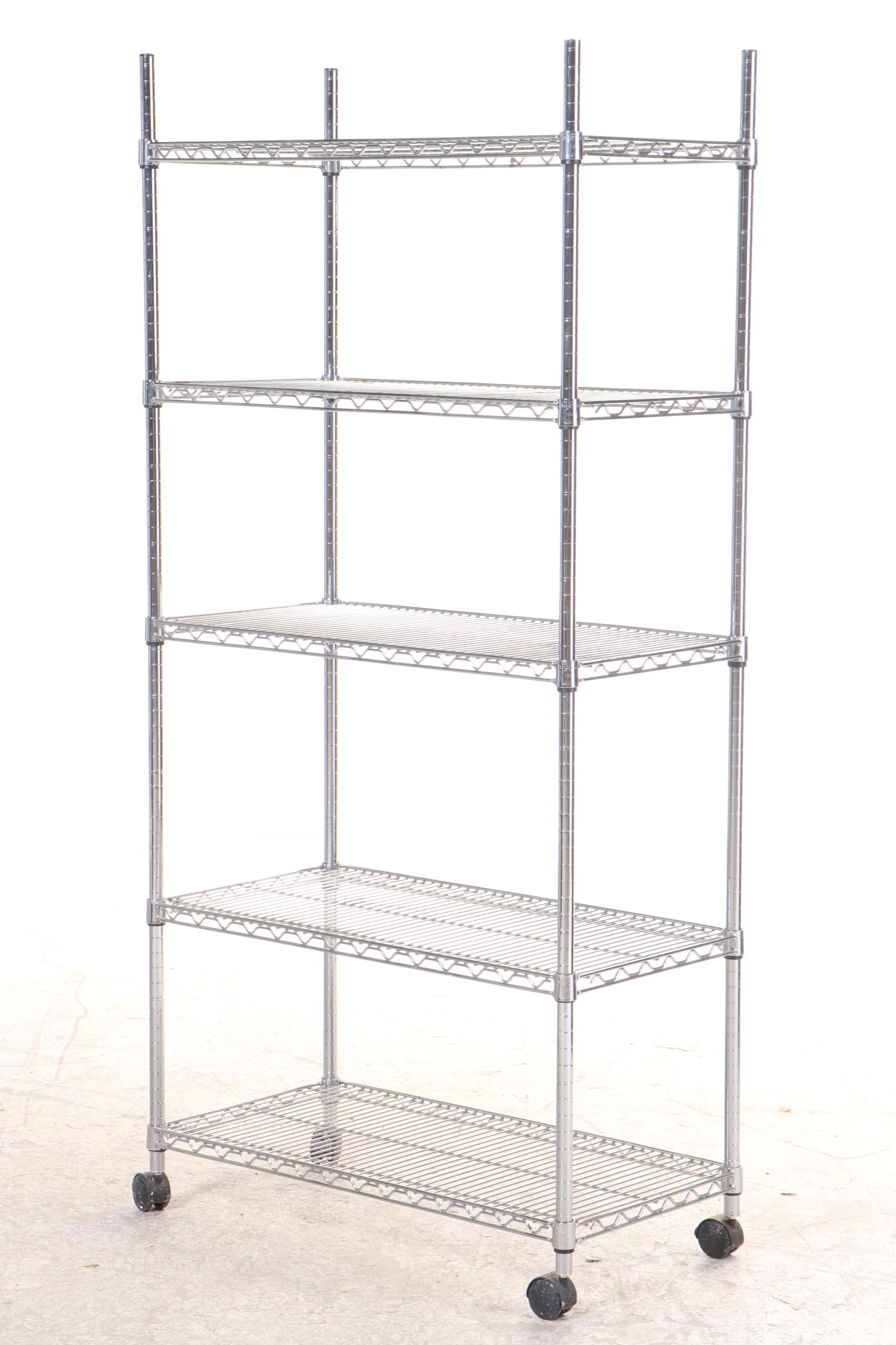 Four Assorted Industrial Rolling Metal Utility Shelving Units