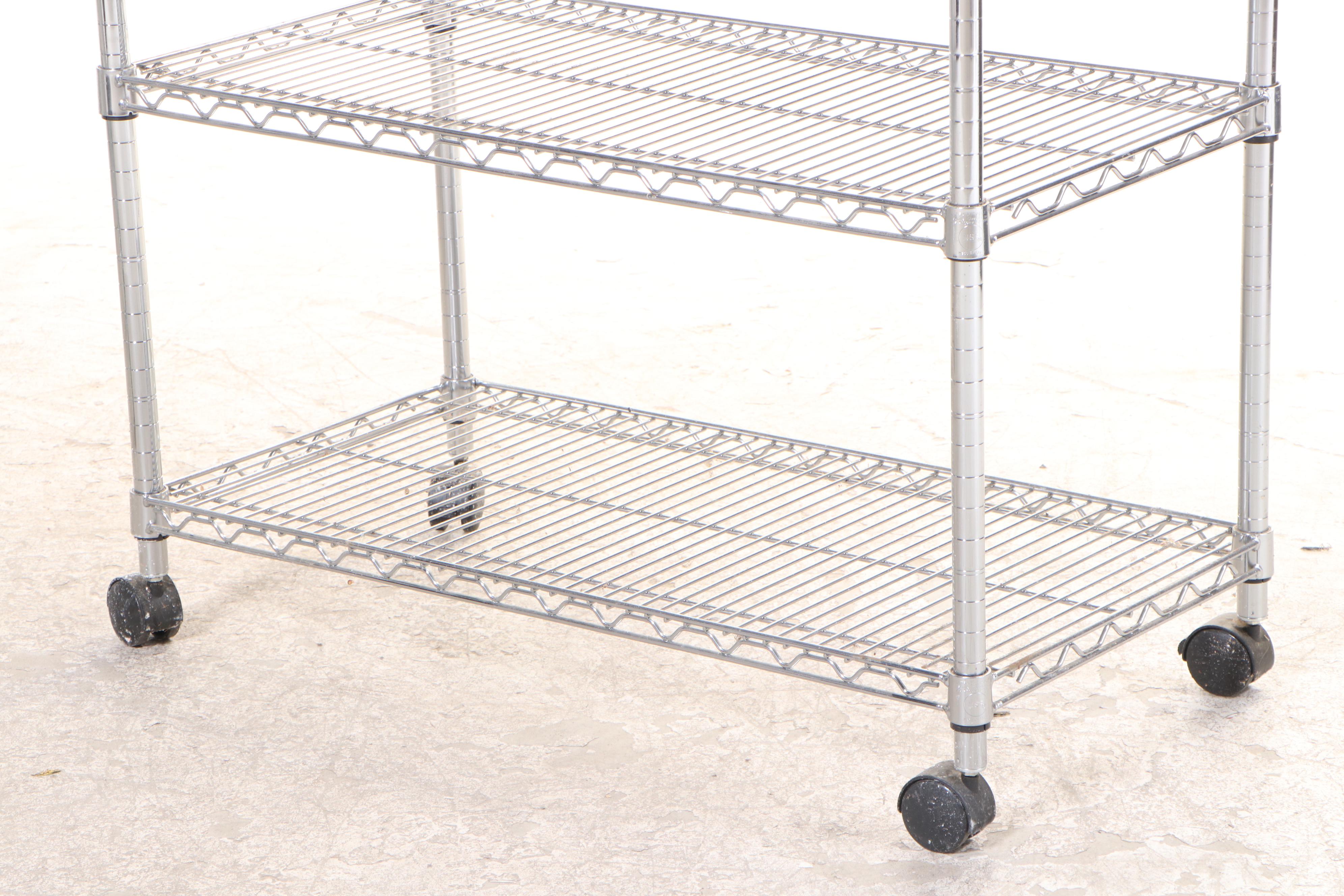 Four Assorted Industrial Rolling Metal Utility Shelving Units