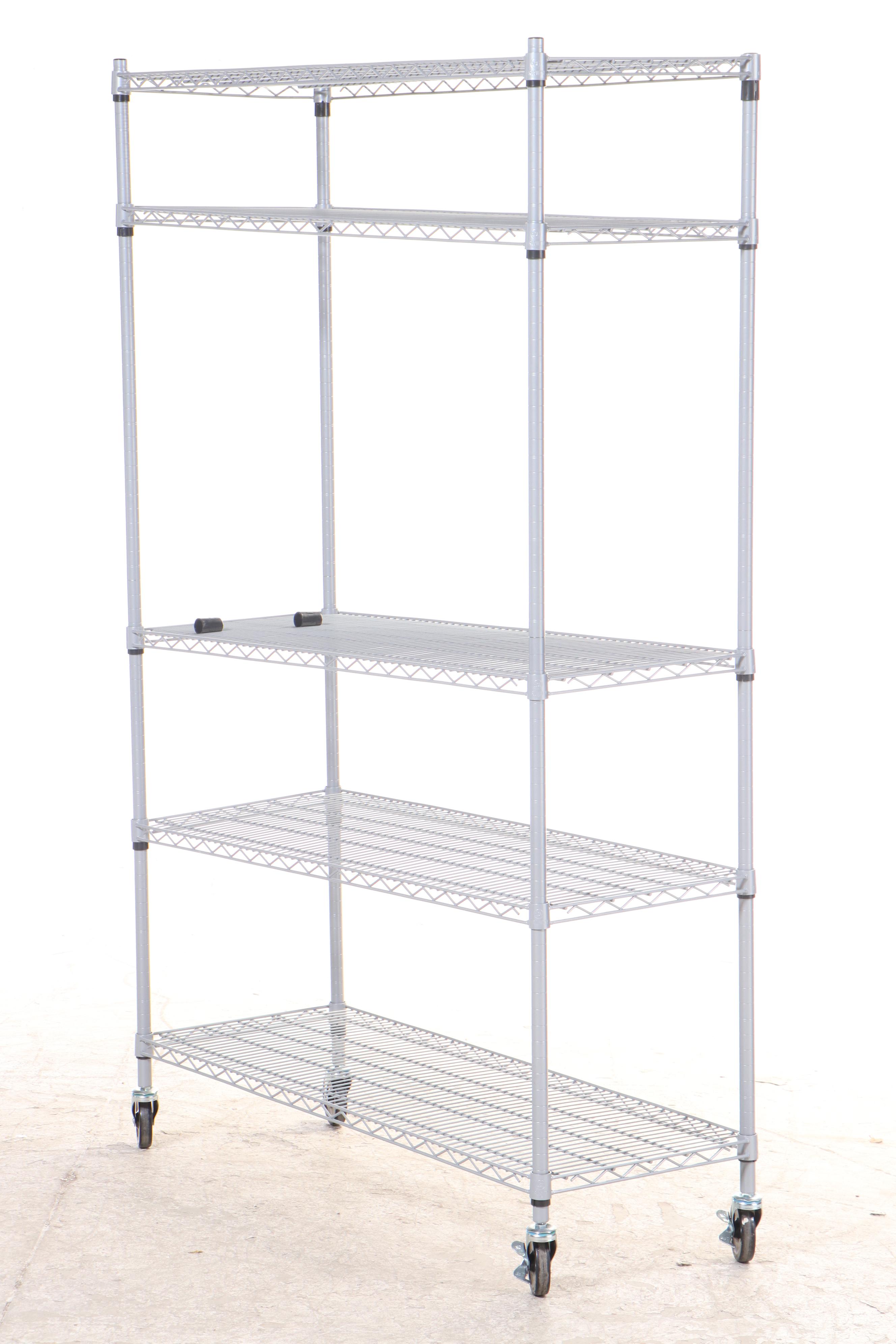 Four Assorted Industrial Rolling Metal Utility Shelving Units