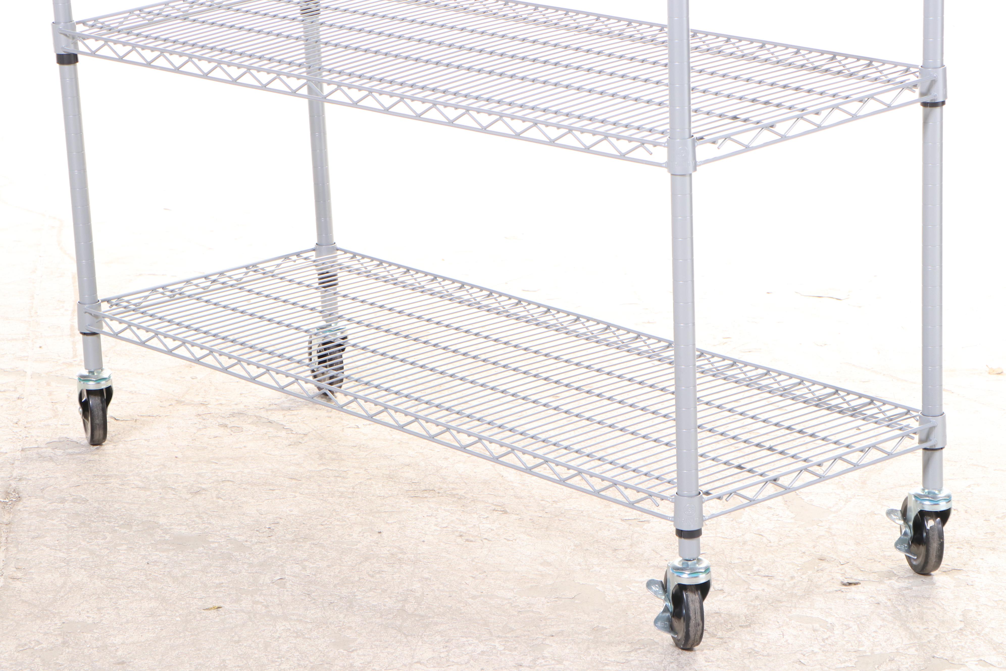 Four Assorted Industrial Rolling Metal Utility Shelving Units