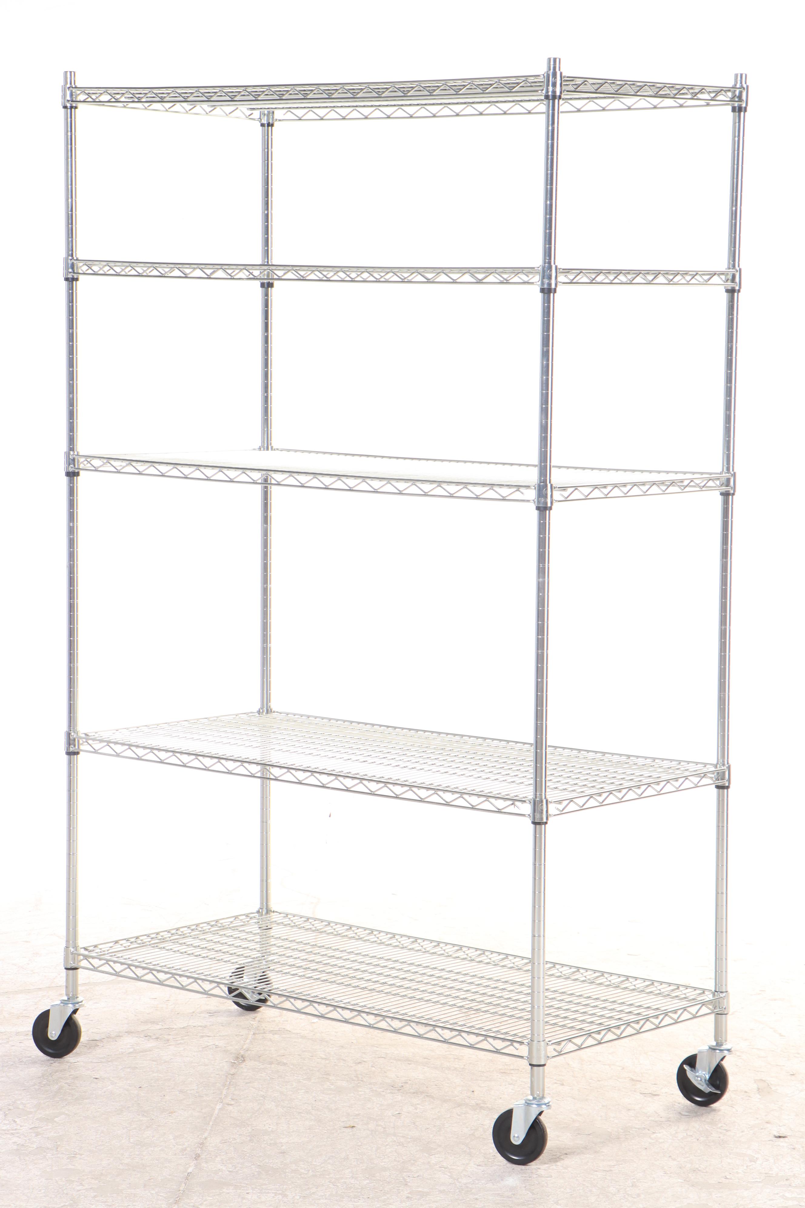 Four Assorted Industrial Rolling Metal Utility Shelving Units