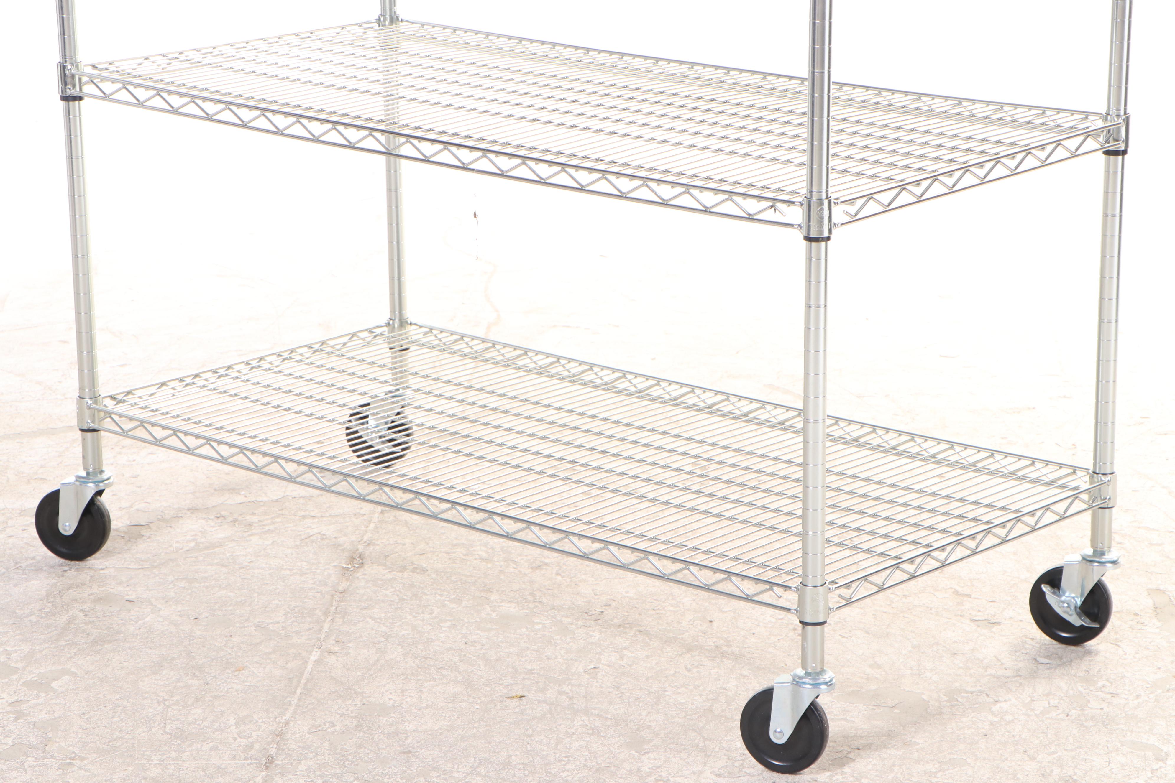 Four Assorted Industrial Rolling Metal Utility Shelving Units