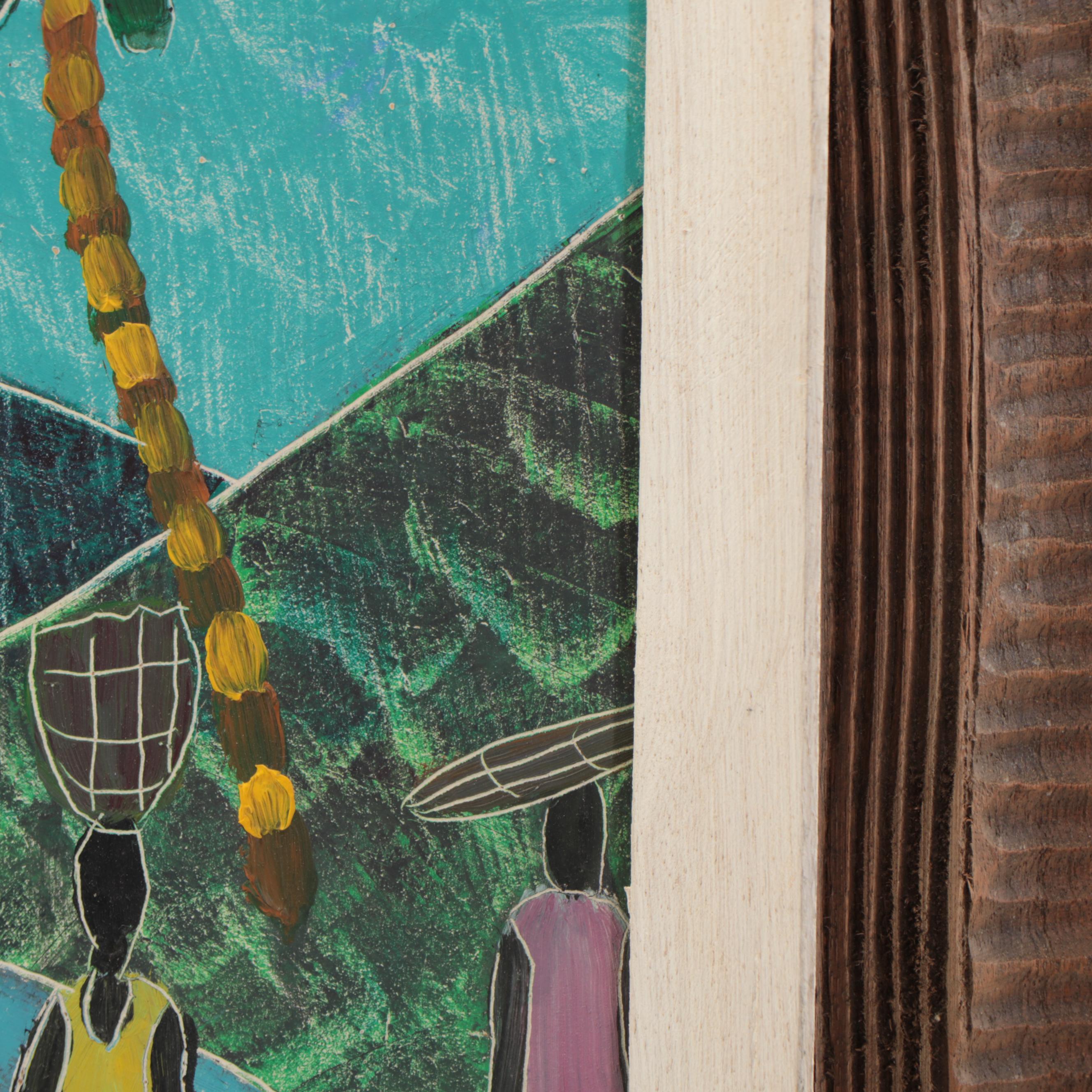 Joseph Cameau Haitian Folk Art Oil Painting, Circa 2000