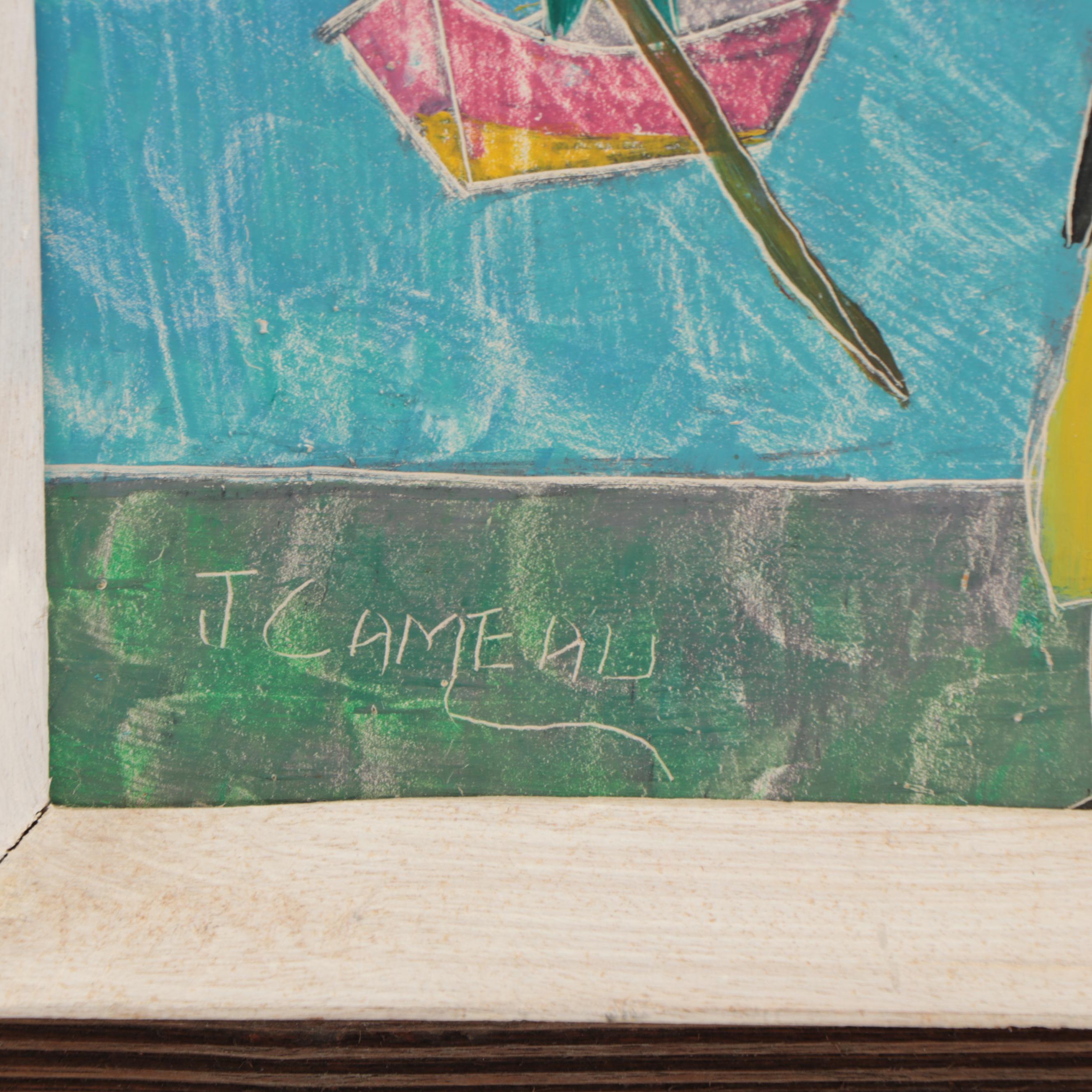 Joseph Cameau Haitian Folk Art Oil Painting, Circa 2000