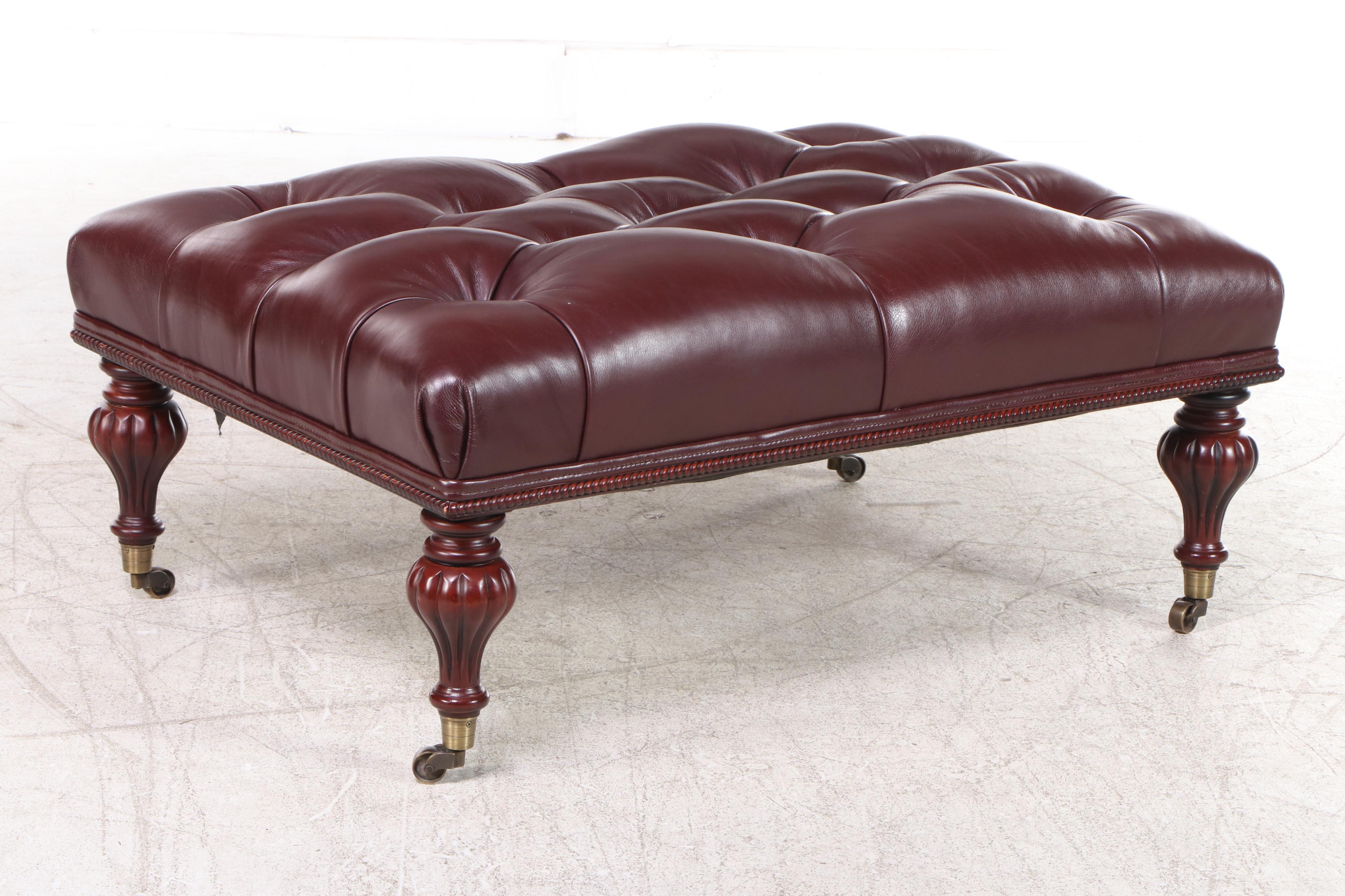 Vanguard Furniture Button-Tufted Leather Cocktail Ottoman
