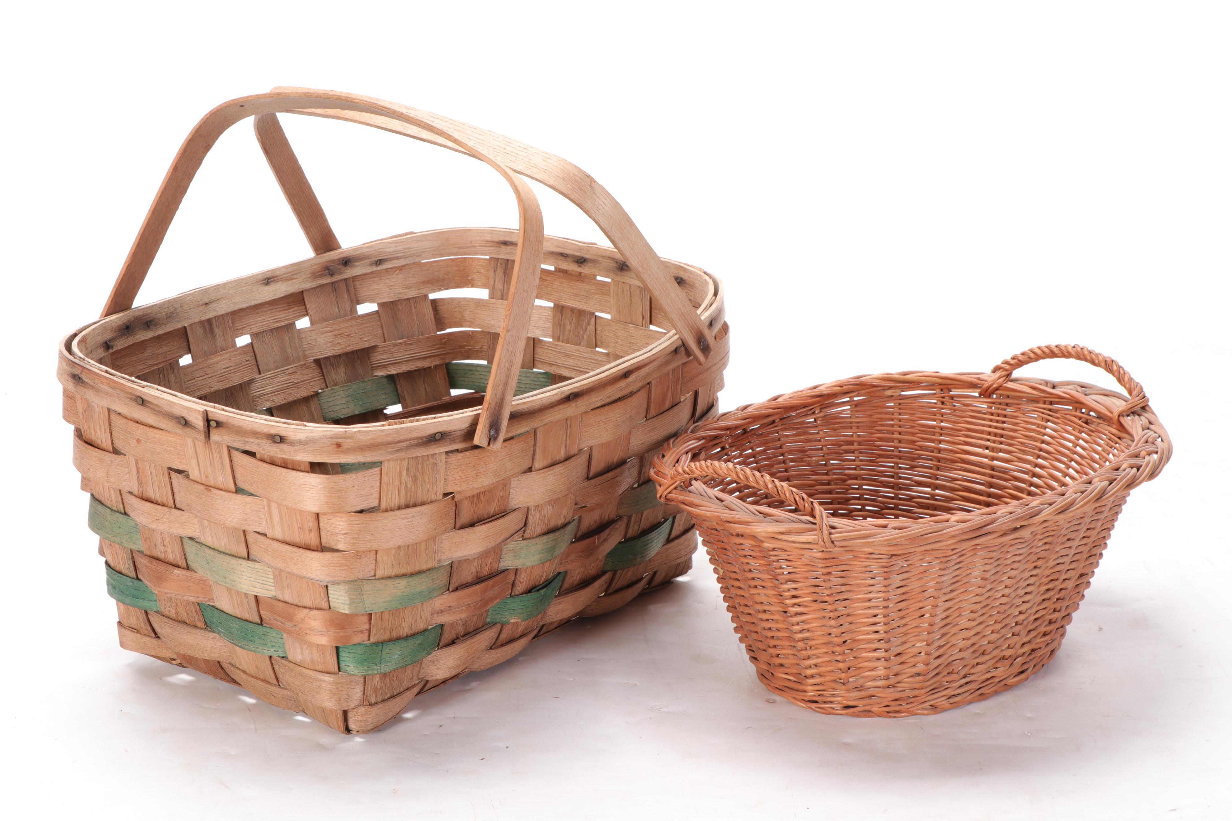 Splint Woven and Wicker Handled Baskets