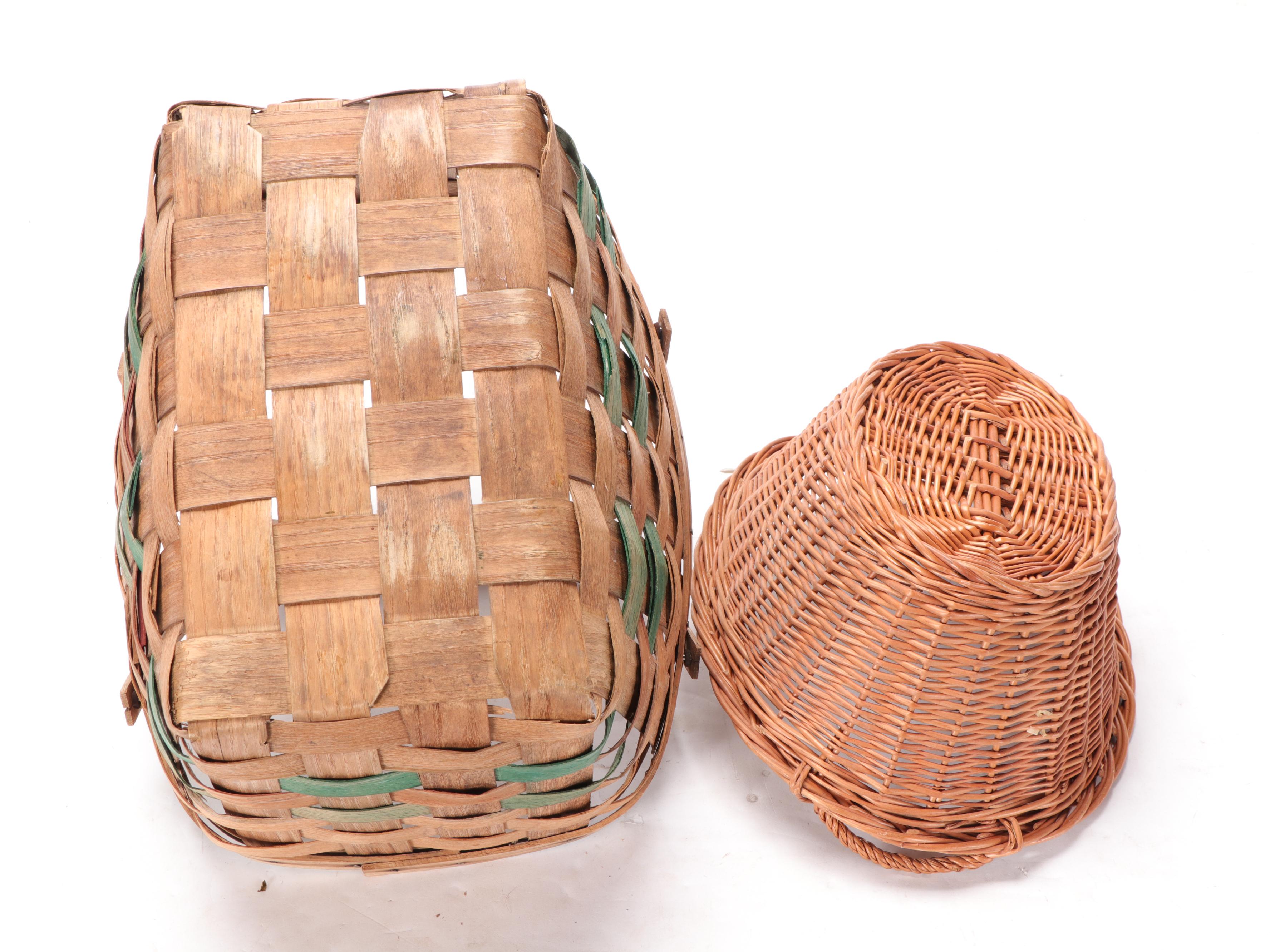 Splint Woven and Wicker Handled Baskets