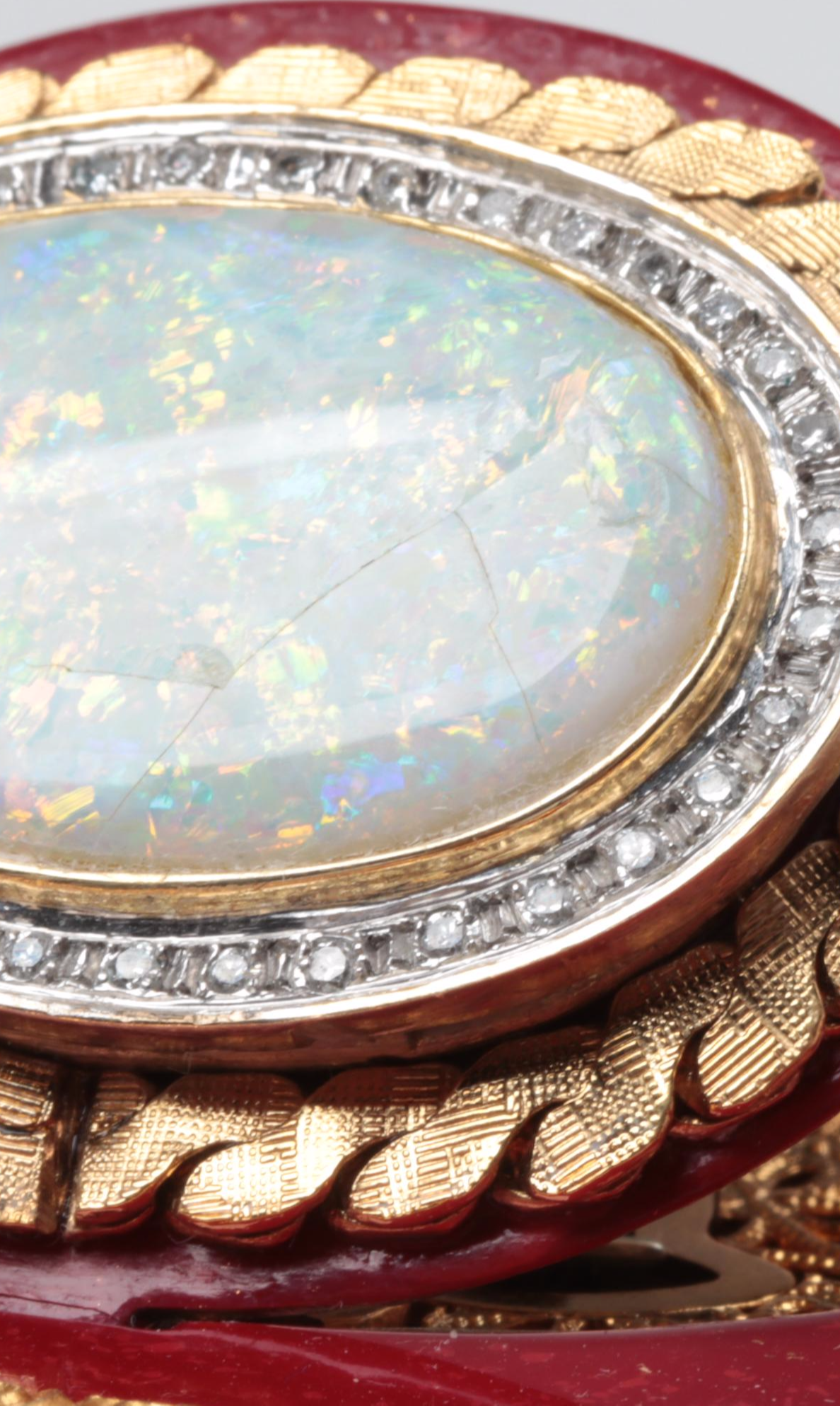 Reuge Automaton Singing Bird Music Box with 10K Gold, Opal and Diamond Accents