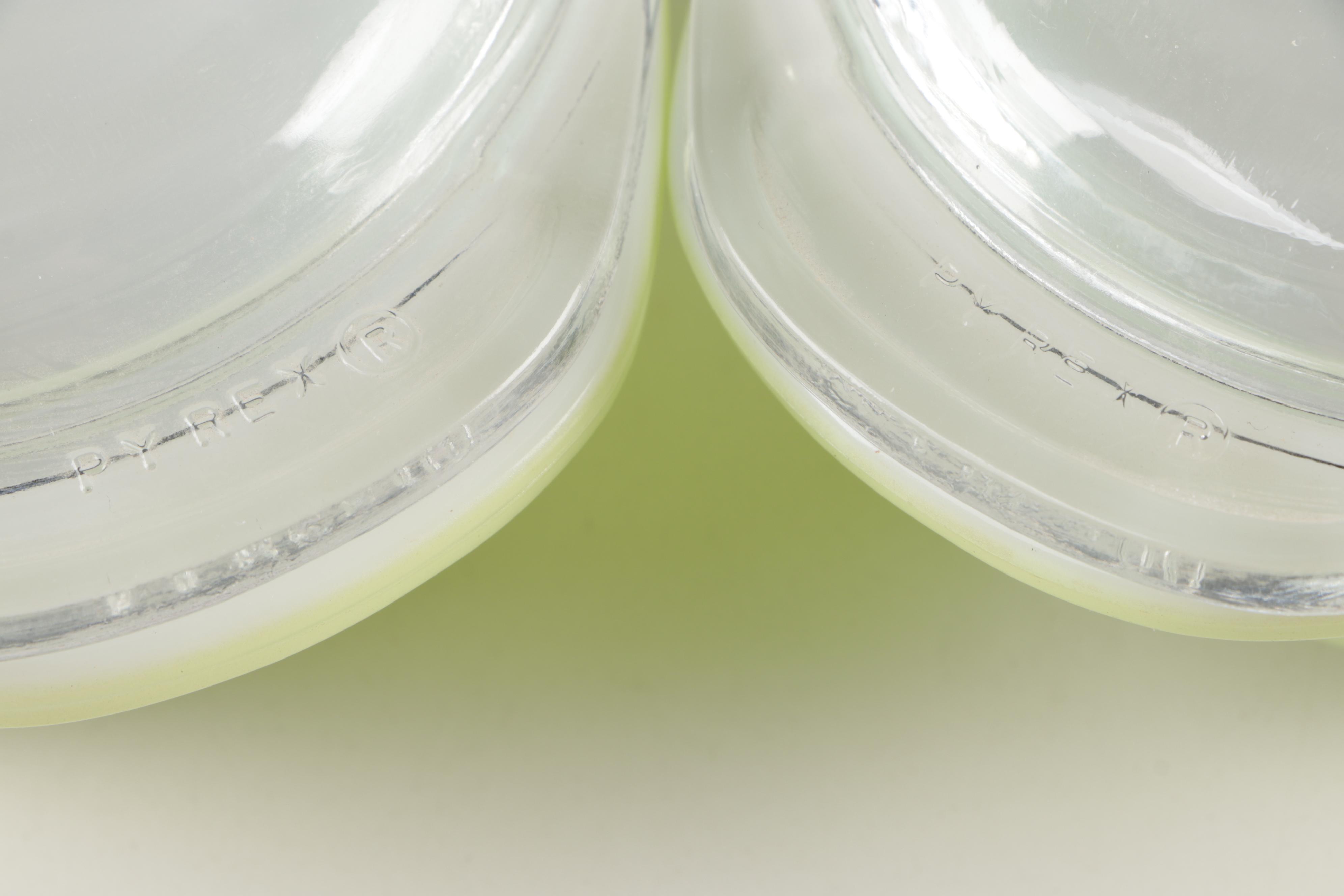 Pyrex Lime Green Casserole Dishes and Stand, Mid to Late  20th Century