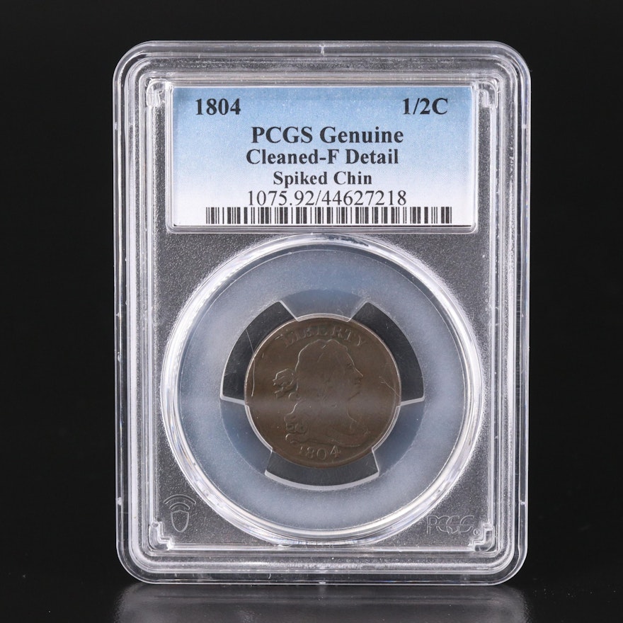 PCGS Certified 1804 Draped Bust Half Cent (Spike Chin Variety)