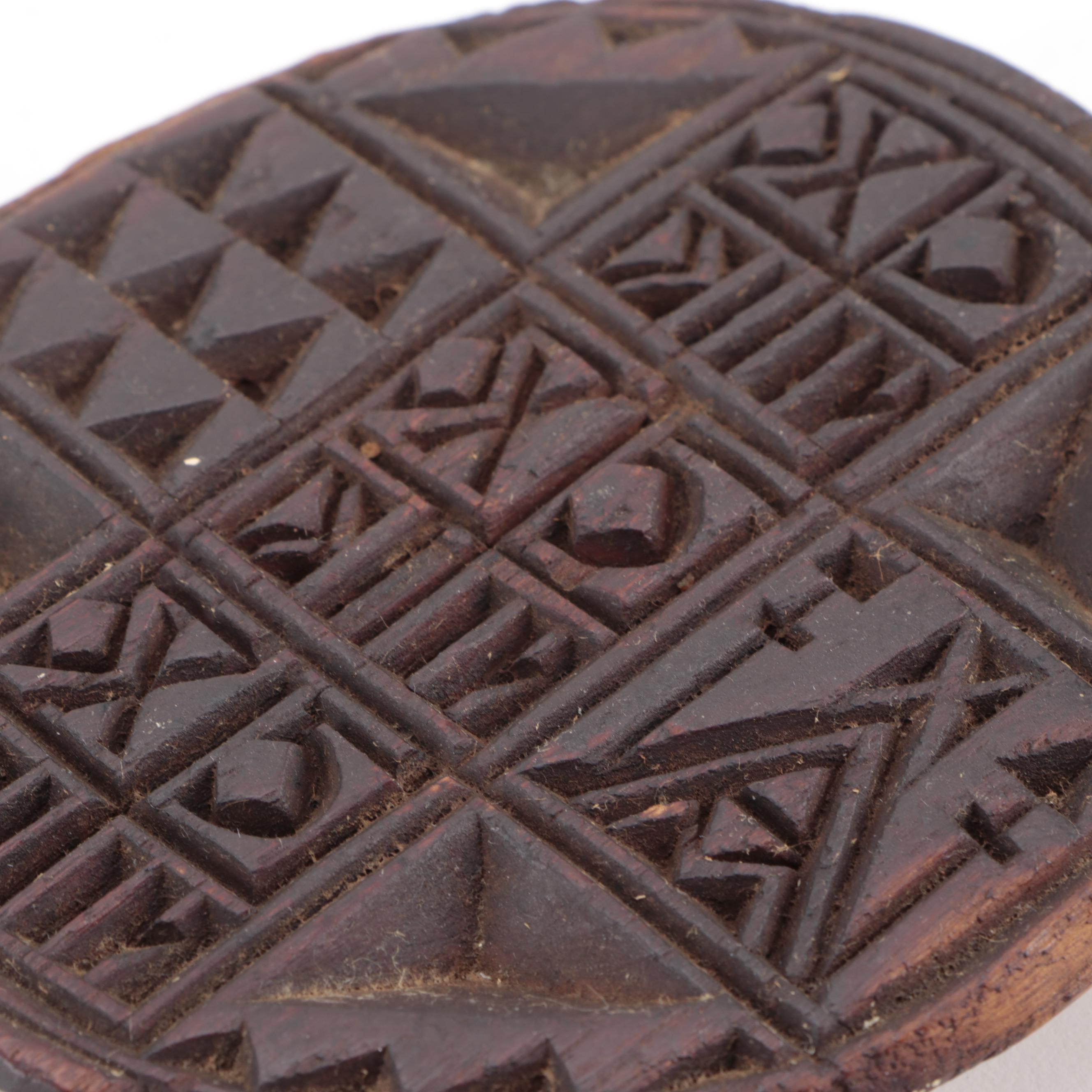 Greek Orthodox Carved Wood Prosphora Bread Stamp, 19th Century