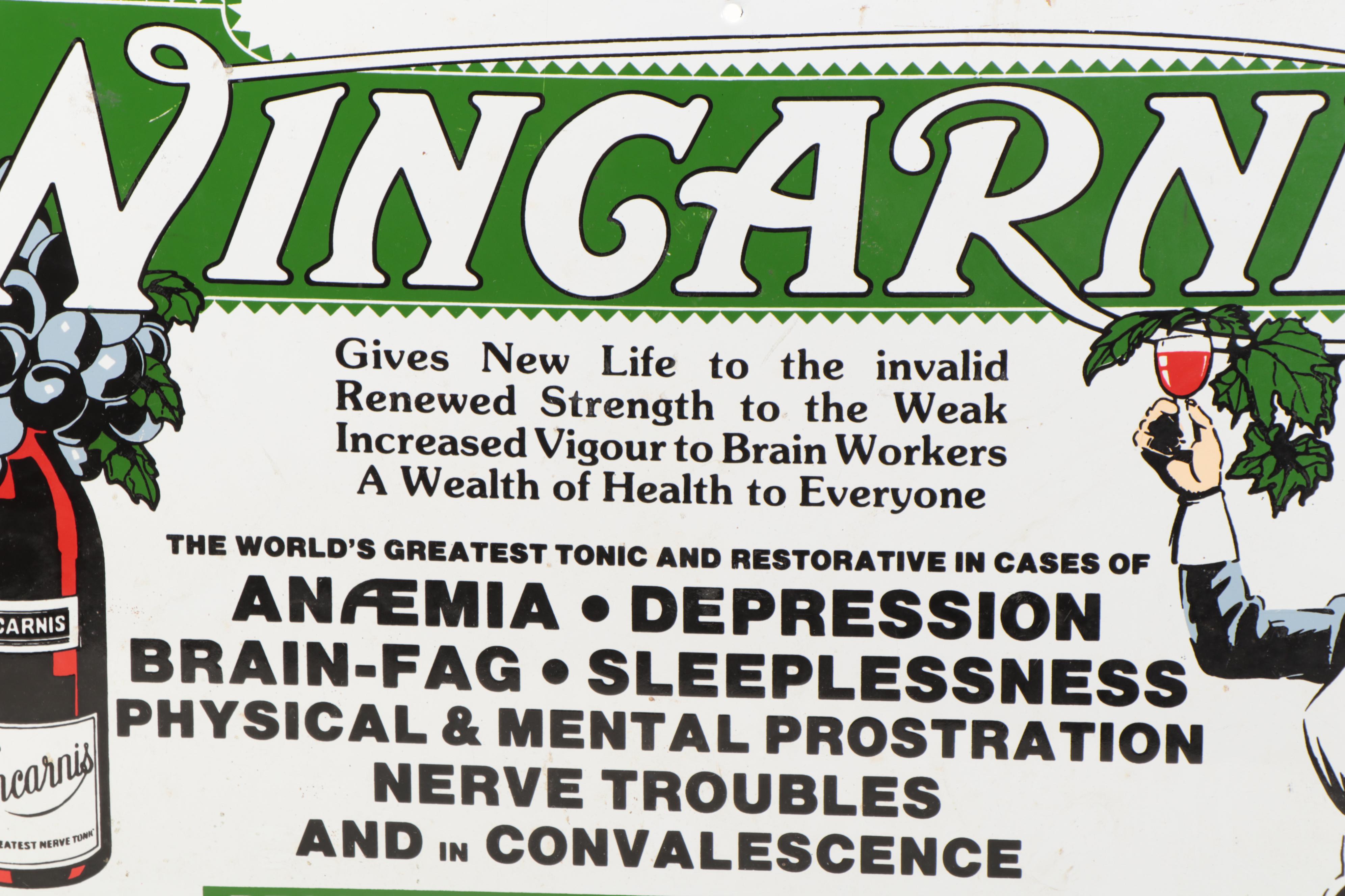 Wincarnis Tonic Wine Advertisement Wall Sign