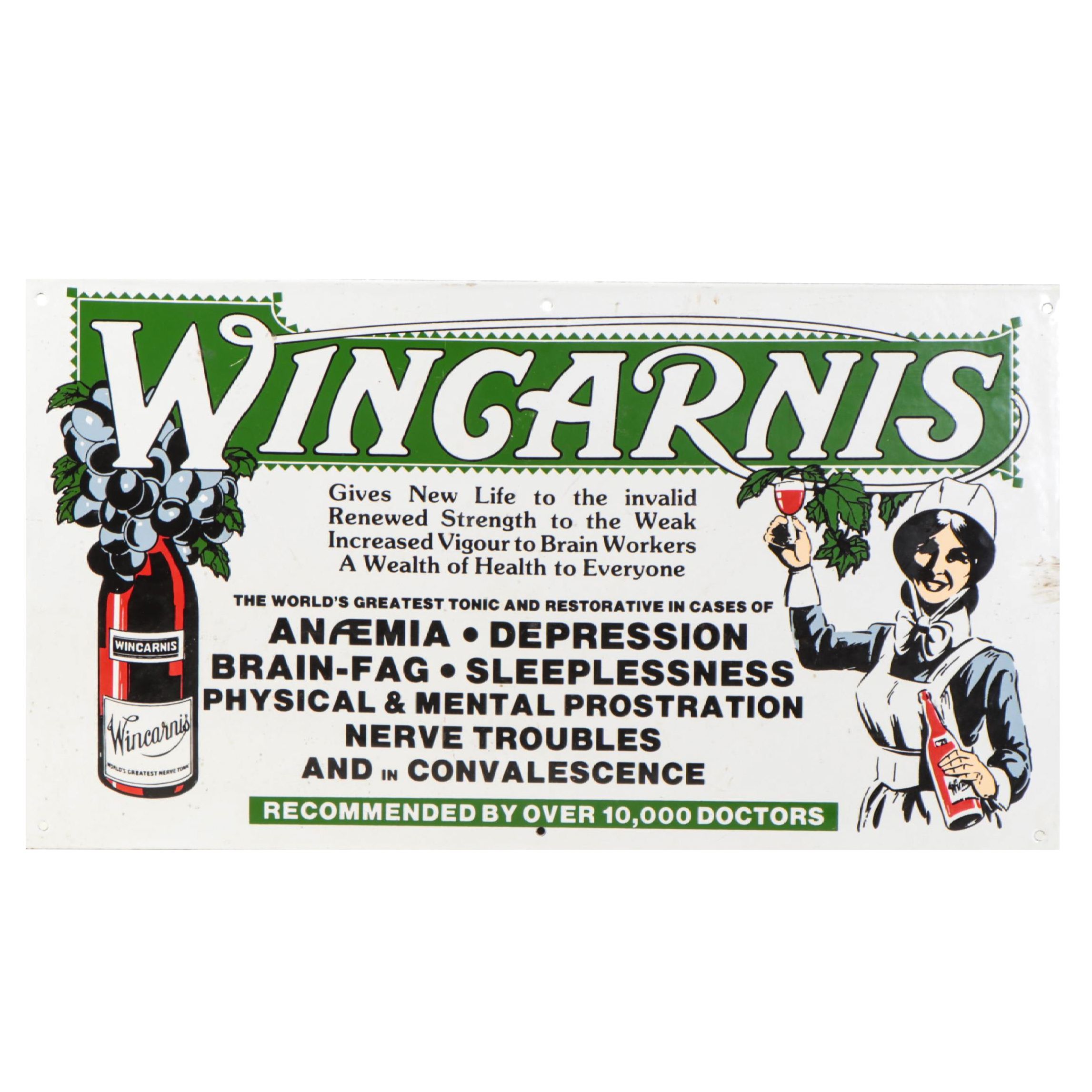 Wincarnis Tonic Wine Advertisement Wall Sign