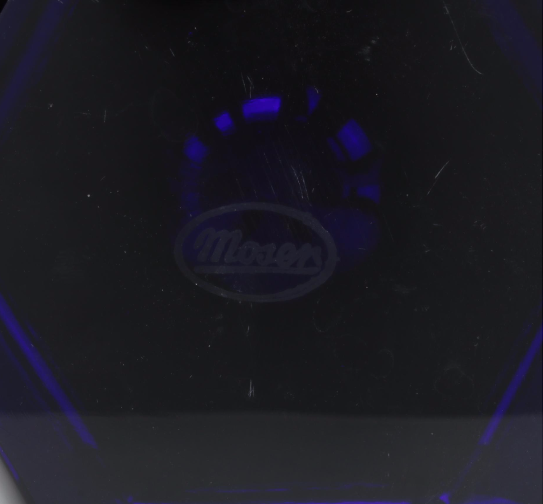 Moser "Unity" Faceted Cut Cobalt Glass Vases