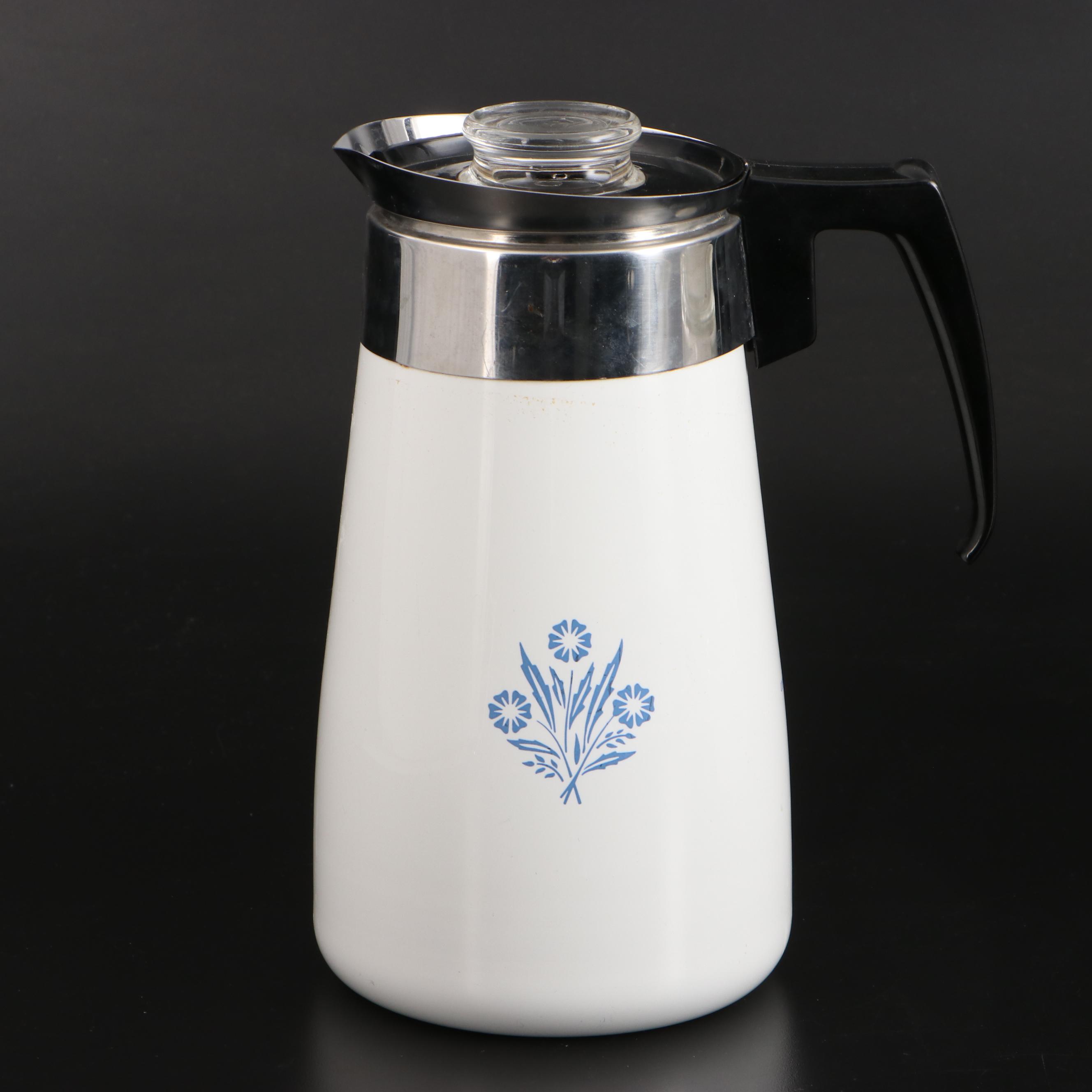 Corning Ware "Cornflower Blue" Casserole Dishes, Petite Pan, and Percolator