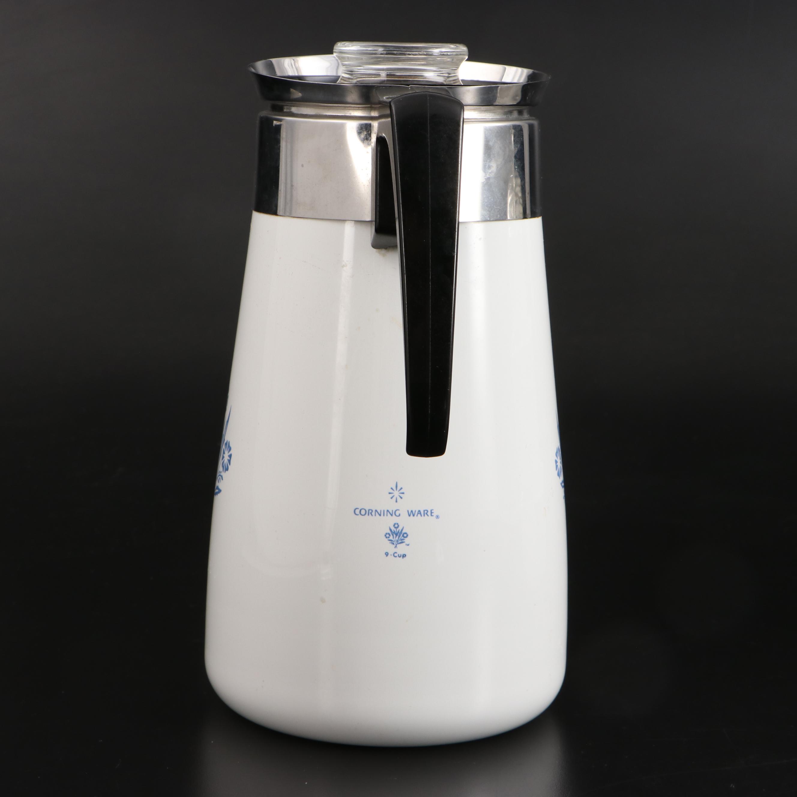 Corning Ware "Cornflower Blue" Casserole Dishes, Petite Pan, and Percolator