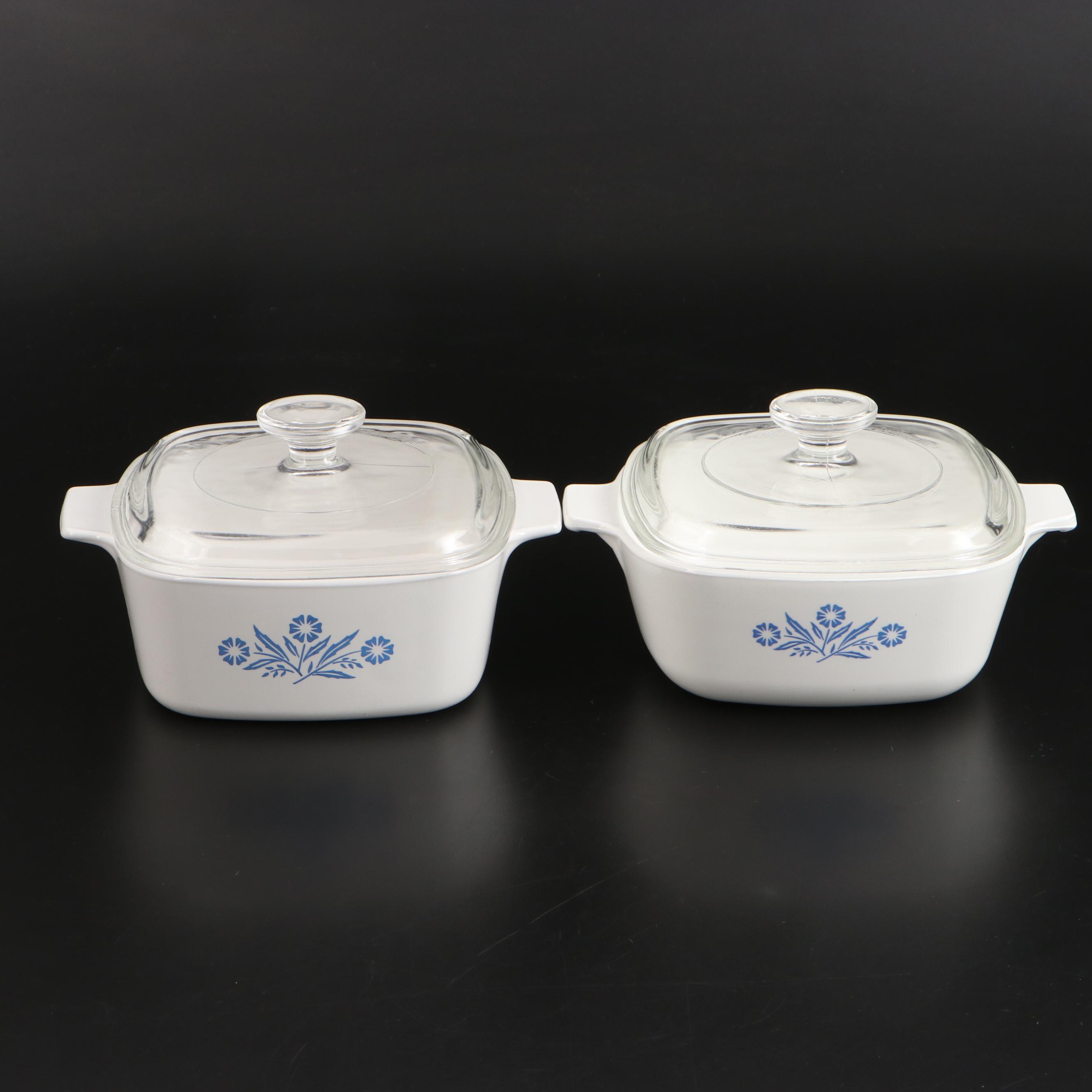 Corning Ware "Cornflower Blue" Casserole Dishes, Petite Pan, and Percolator