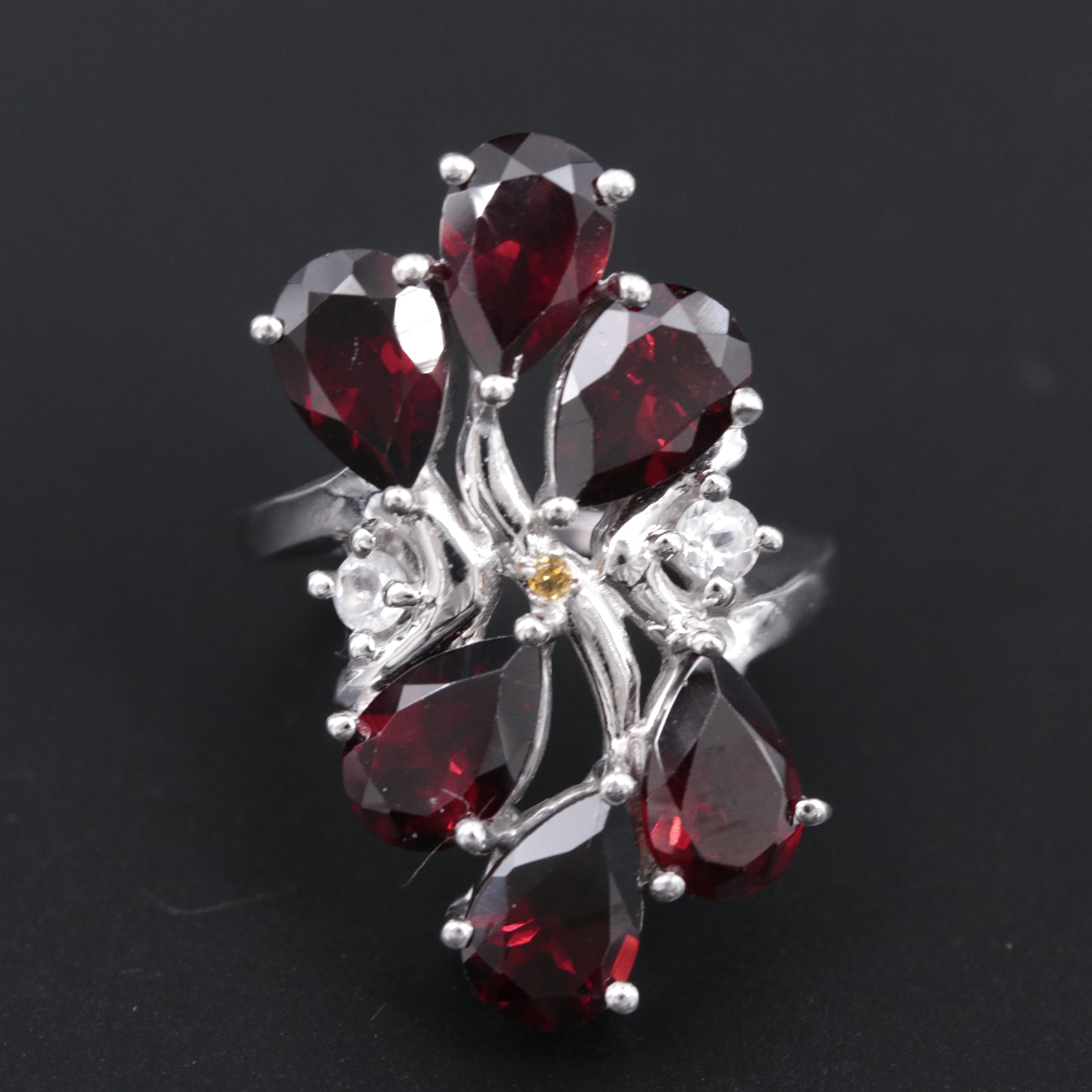 Sterling Silver Ring Featuring Gemstones