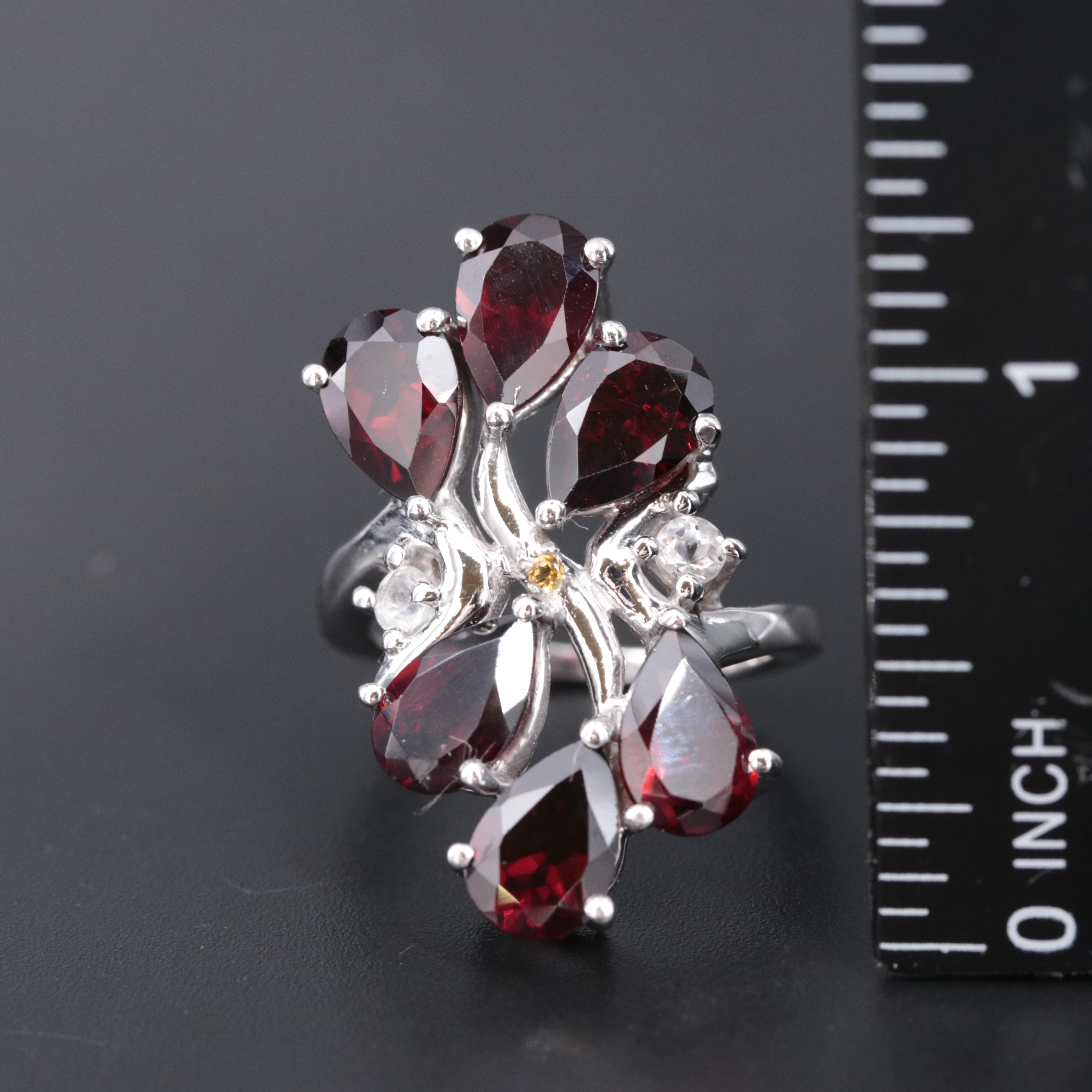 Sterling Silver Ring Featuring Gemstones