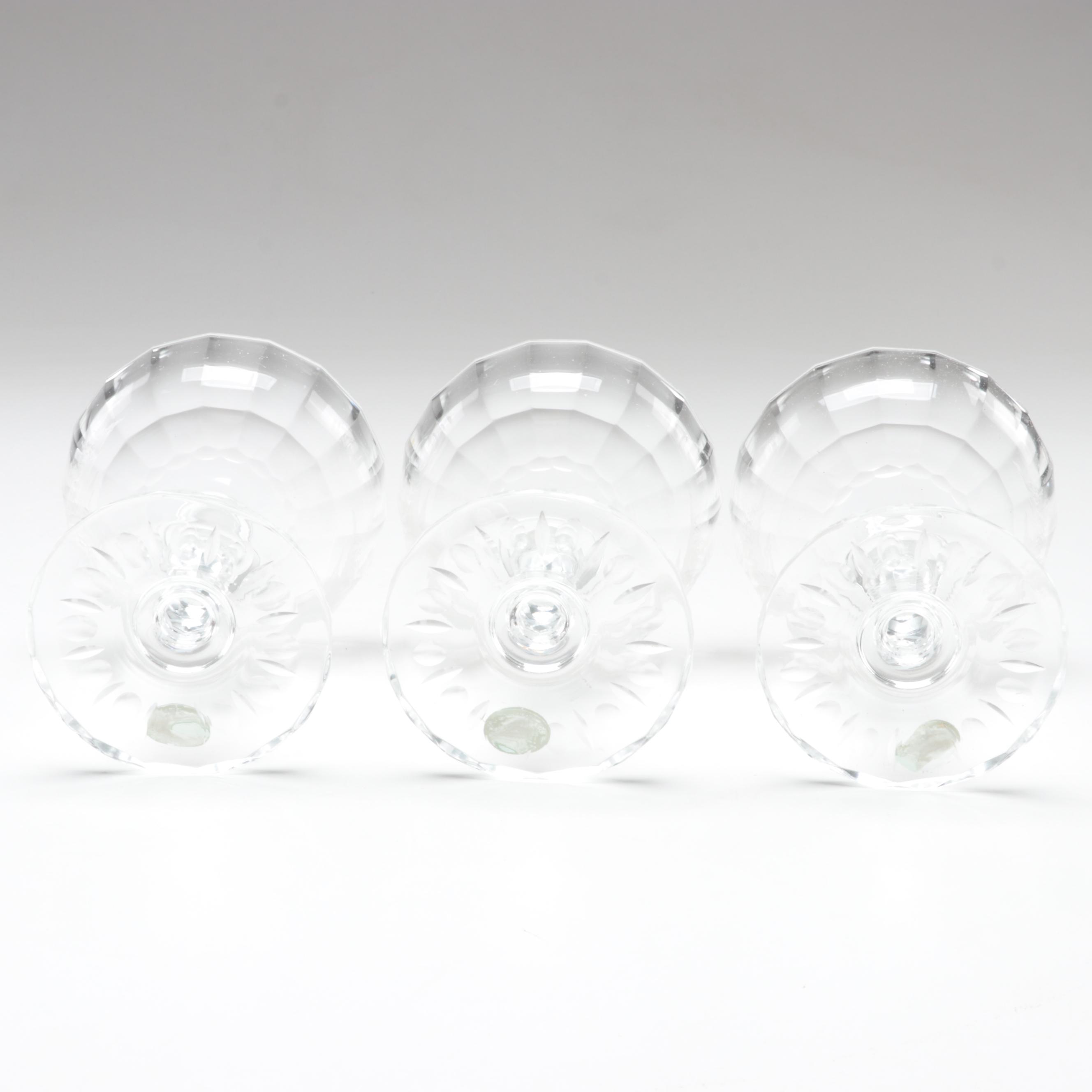 Moser "Maria Theresa" Engraved Czech Crystal Champagne Coupes and Dessert Plates