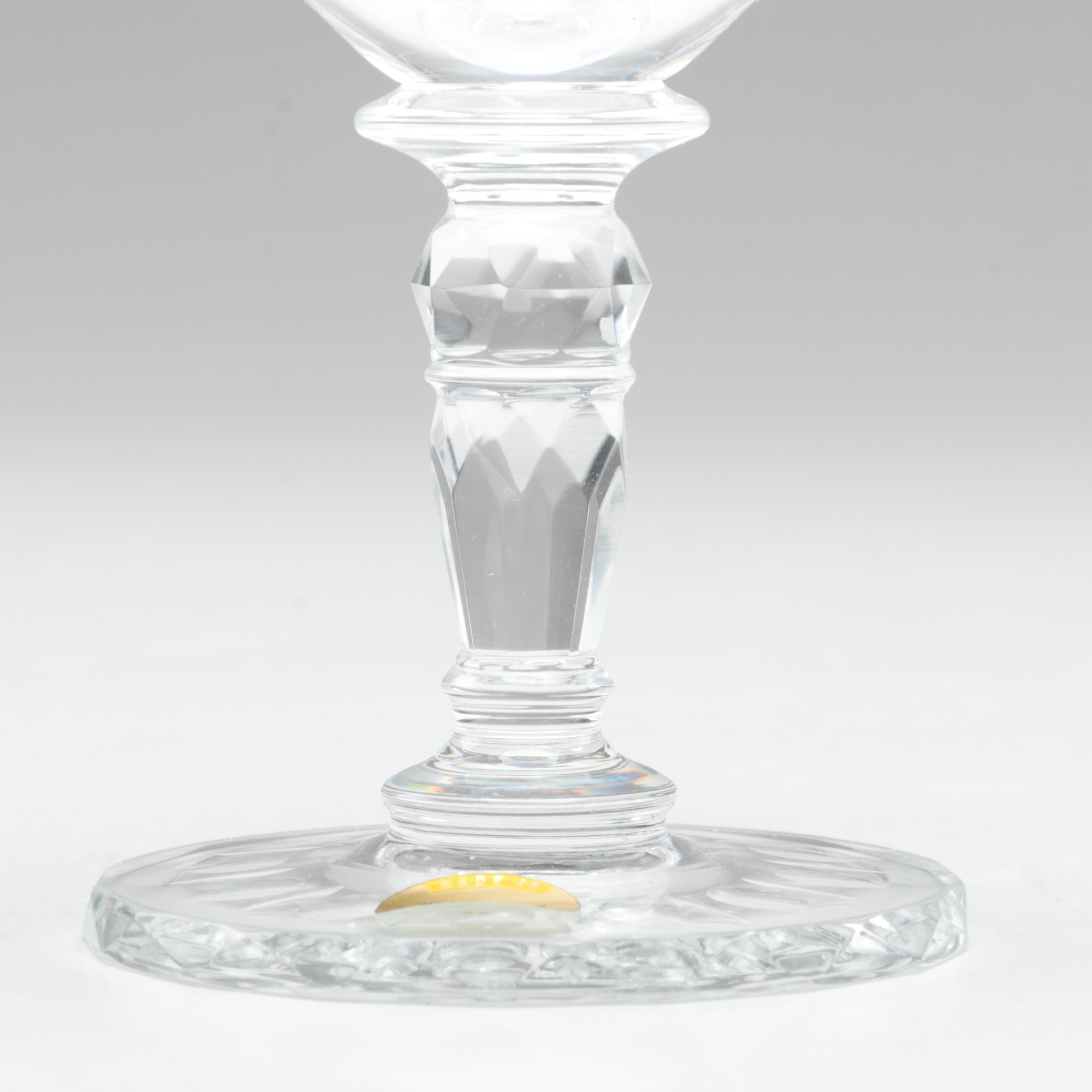 Moser "Maria Theresa" Engraved Czech Crystal Champagne Coupes and Dessert Plates