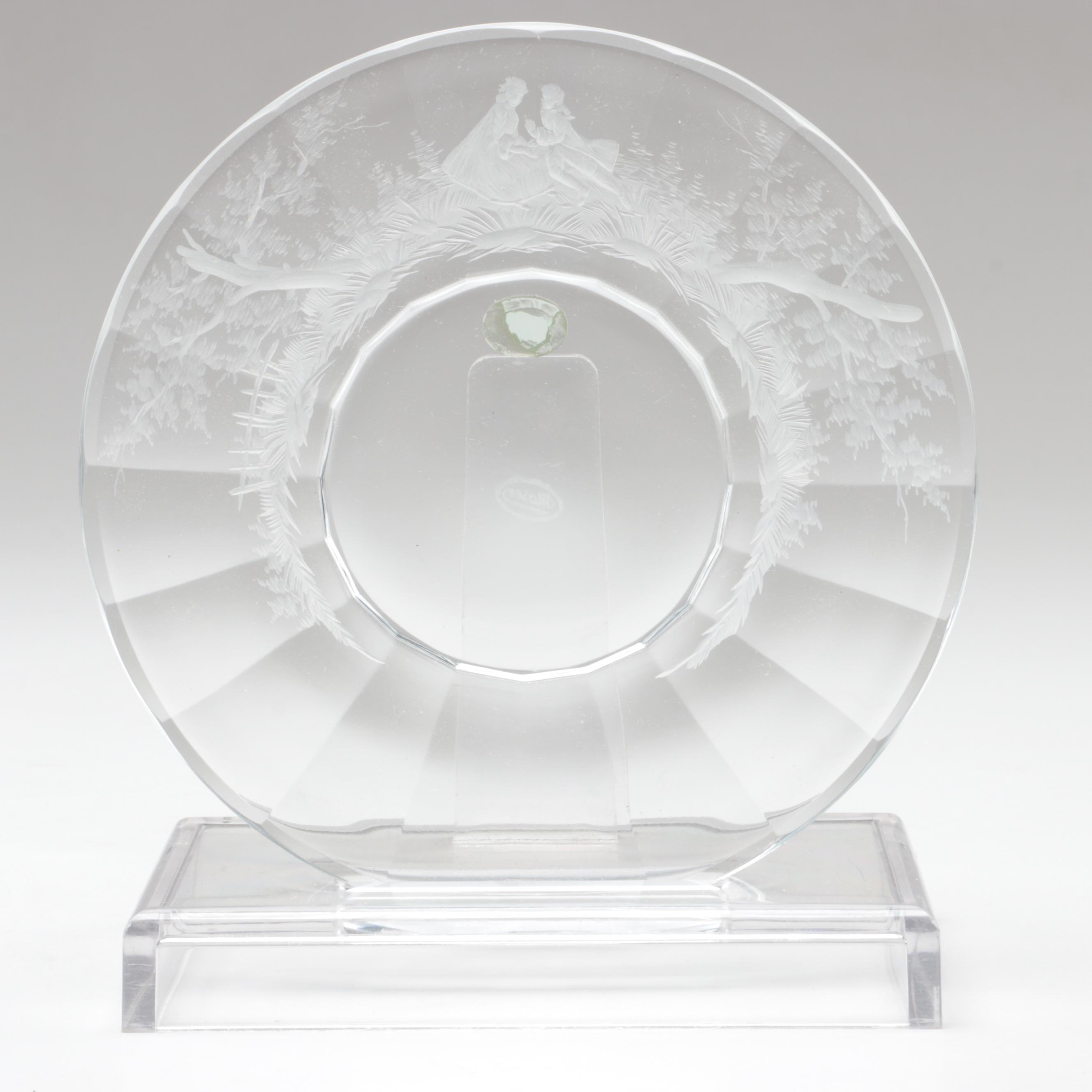 Moser "Maria Theresa" Engraved Czech Crystal Champagne Coupes and Dessert Plates