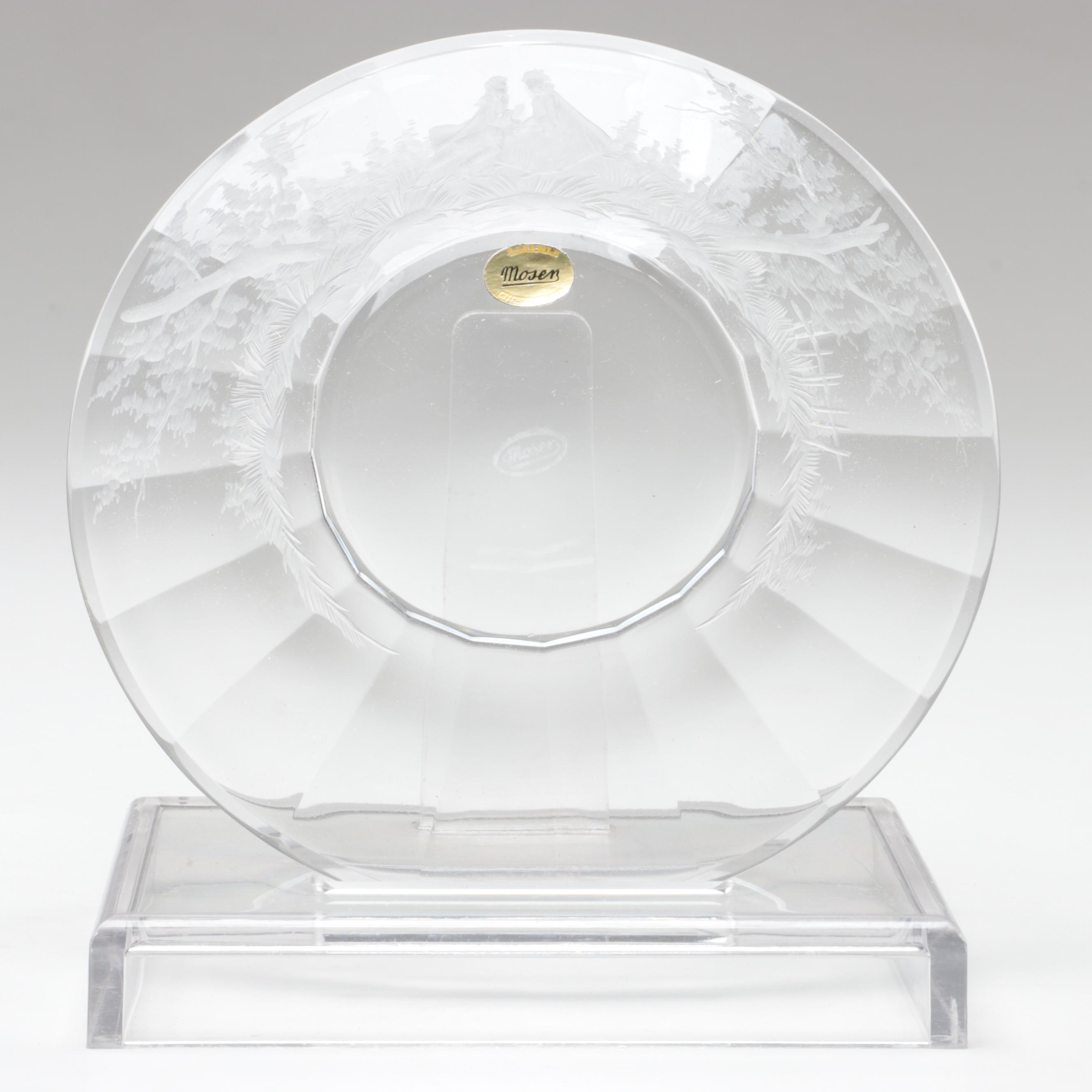 Moser "Maria Theresa" Engraved Czech Crystal Champagne Coupes and Dessert Plates