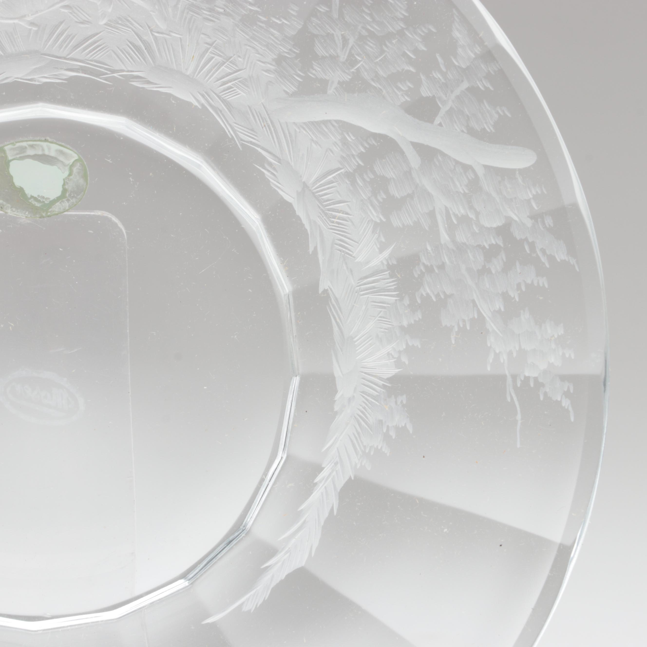 Moser "Maria Theresa" Engraved Czech Crystal Champagne Coupes and Dessert Plates