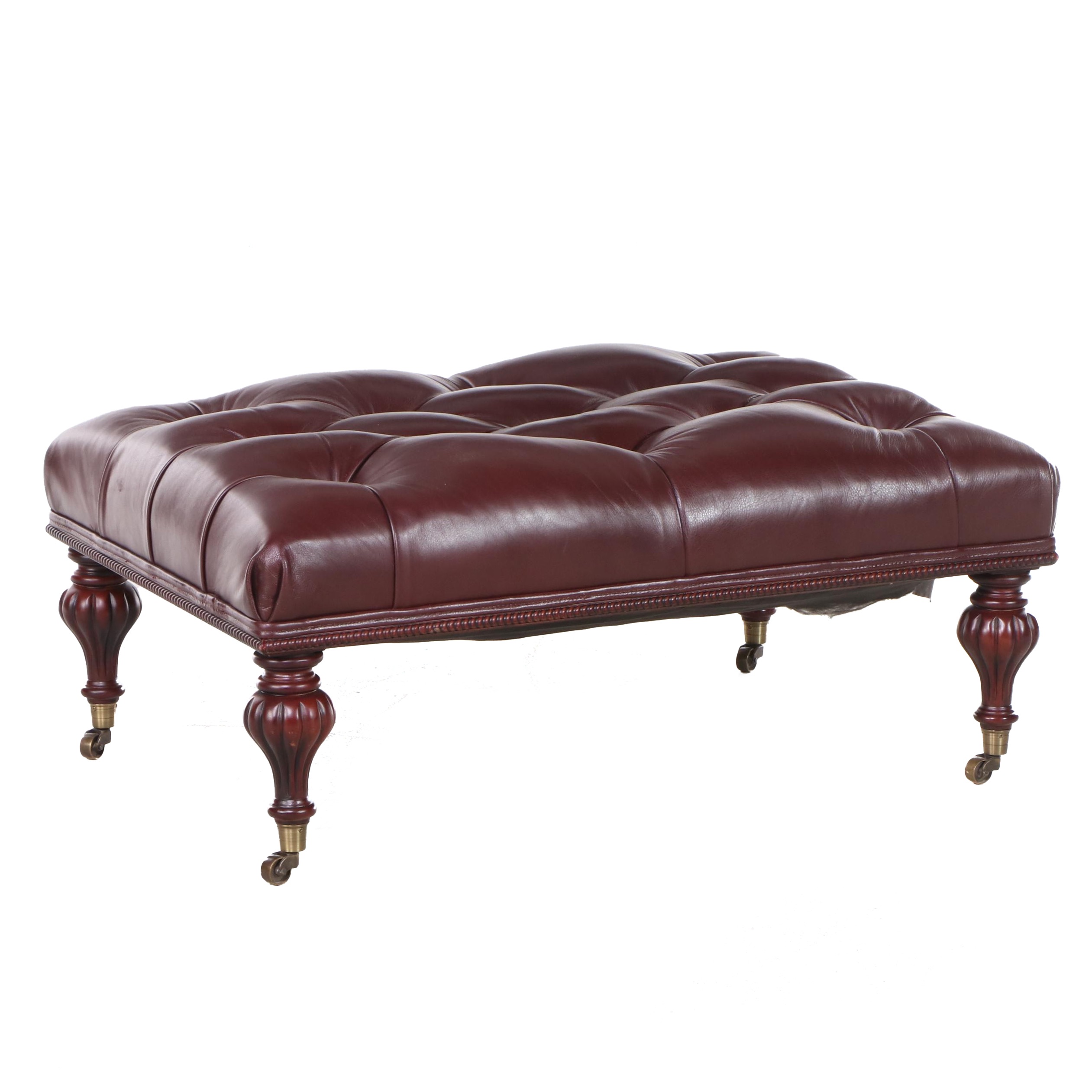 Vanguard Furniture Button-Tufted Leather Cocktail Ottoman