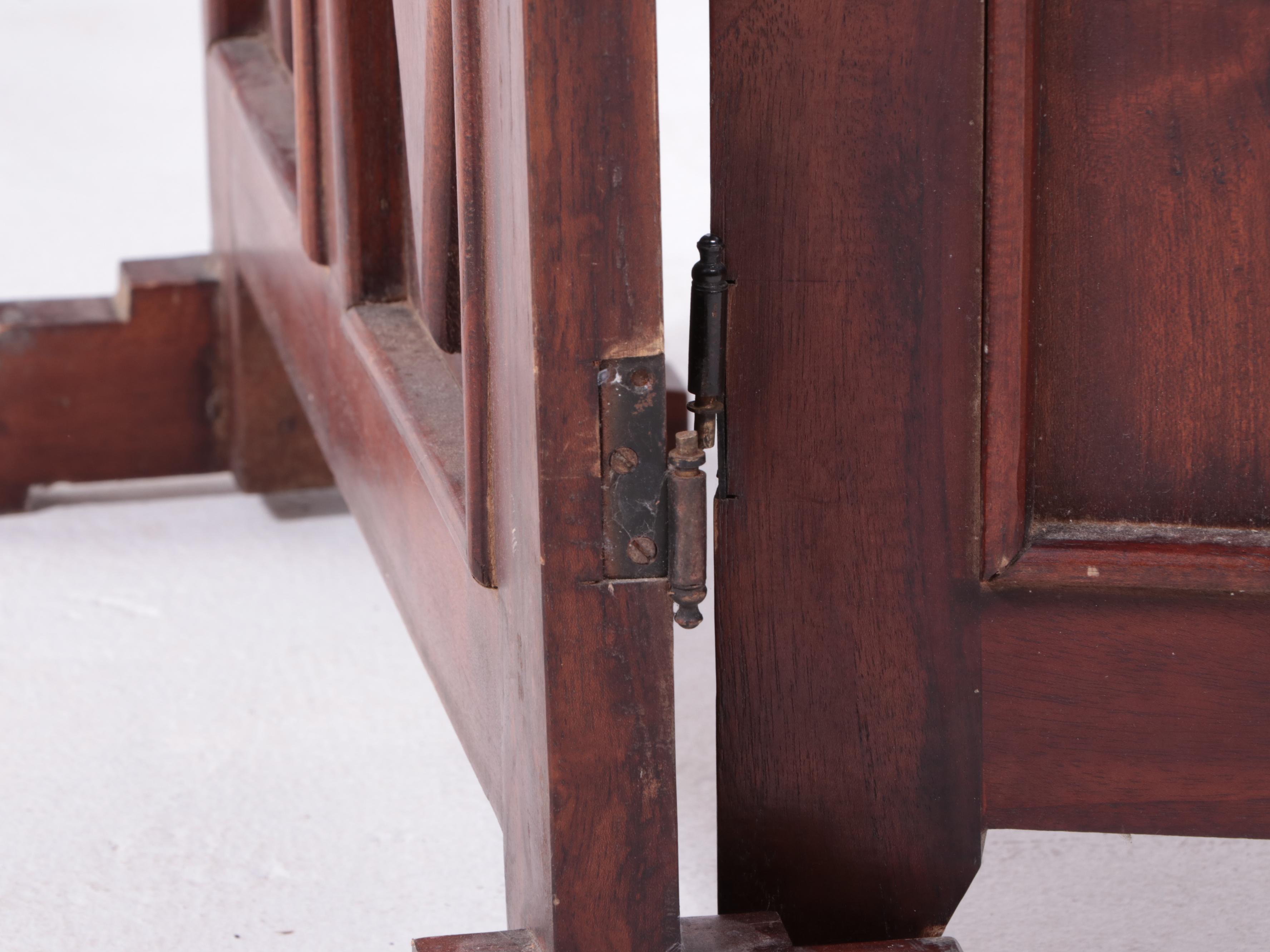 Edwardian Pressed Glass and Wood Three-Panel Room Screen