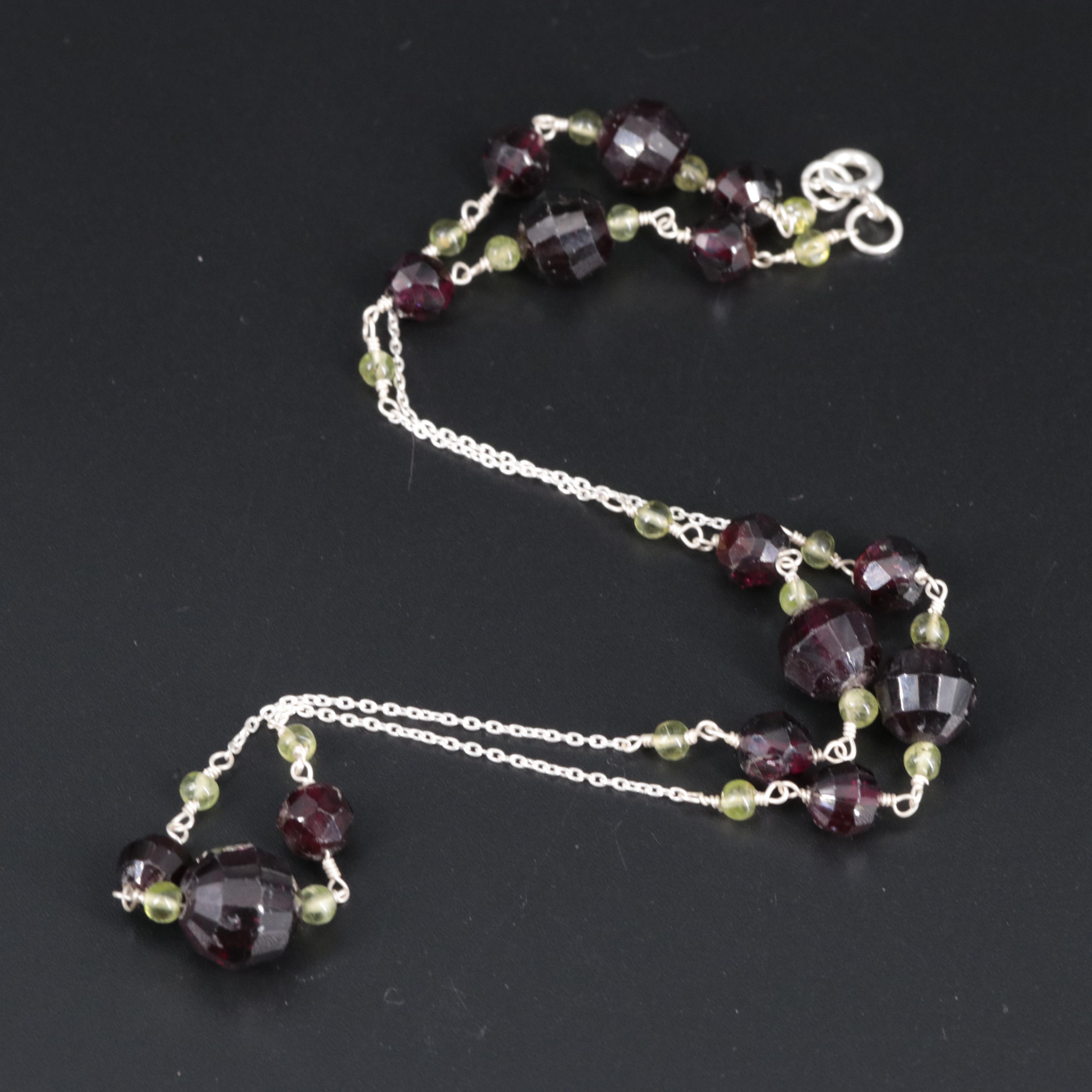 Sterling Silver Necklace Featuring Gemstones