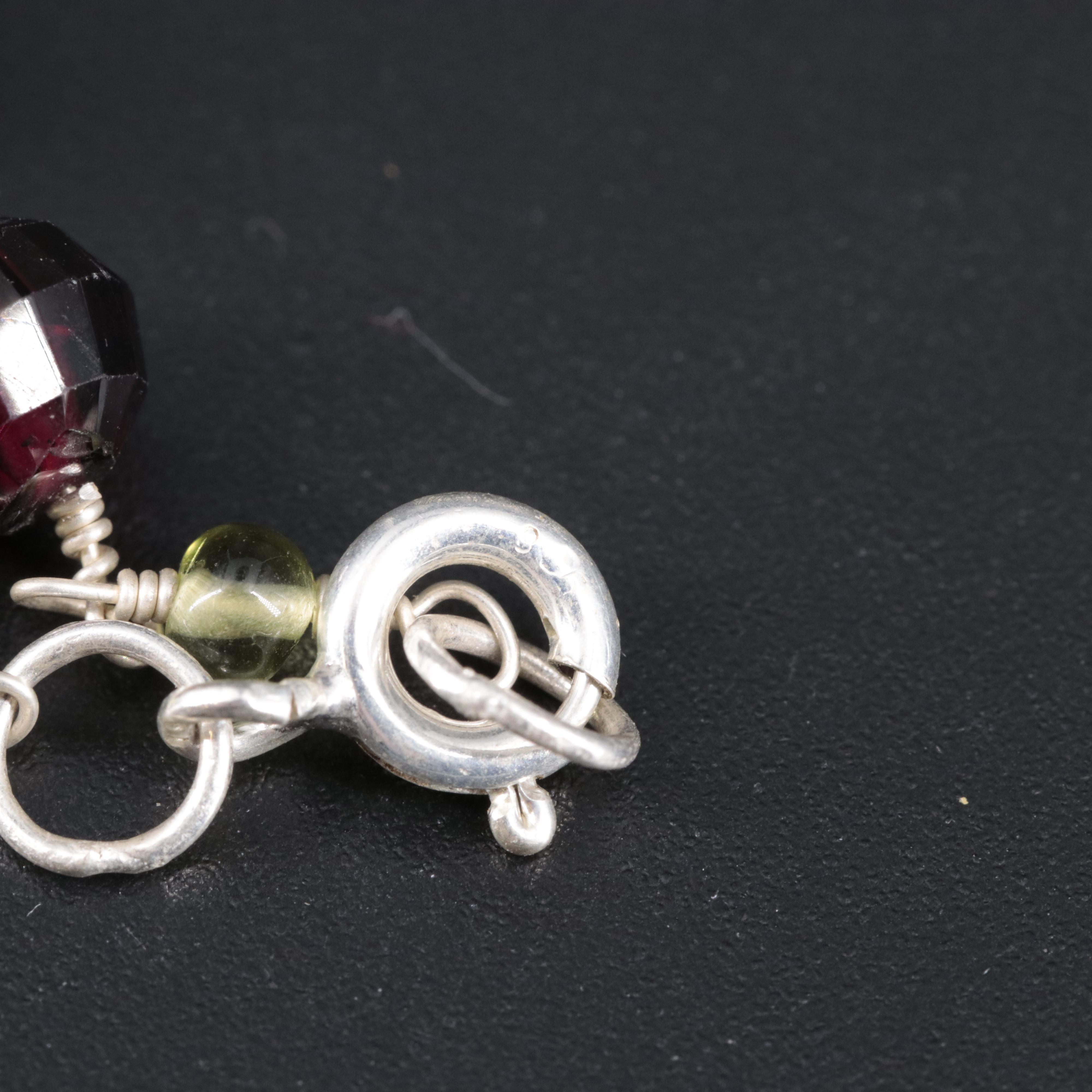 Sterling Silver Necklace Featuring Gemstones