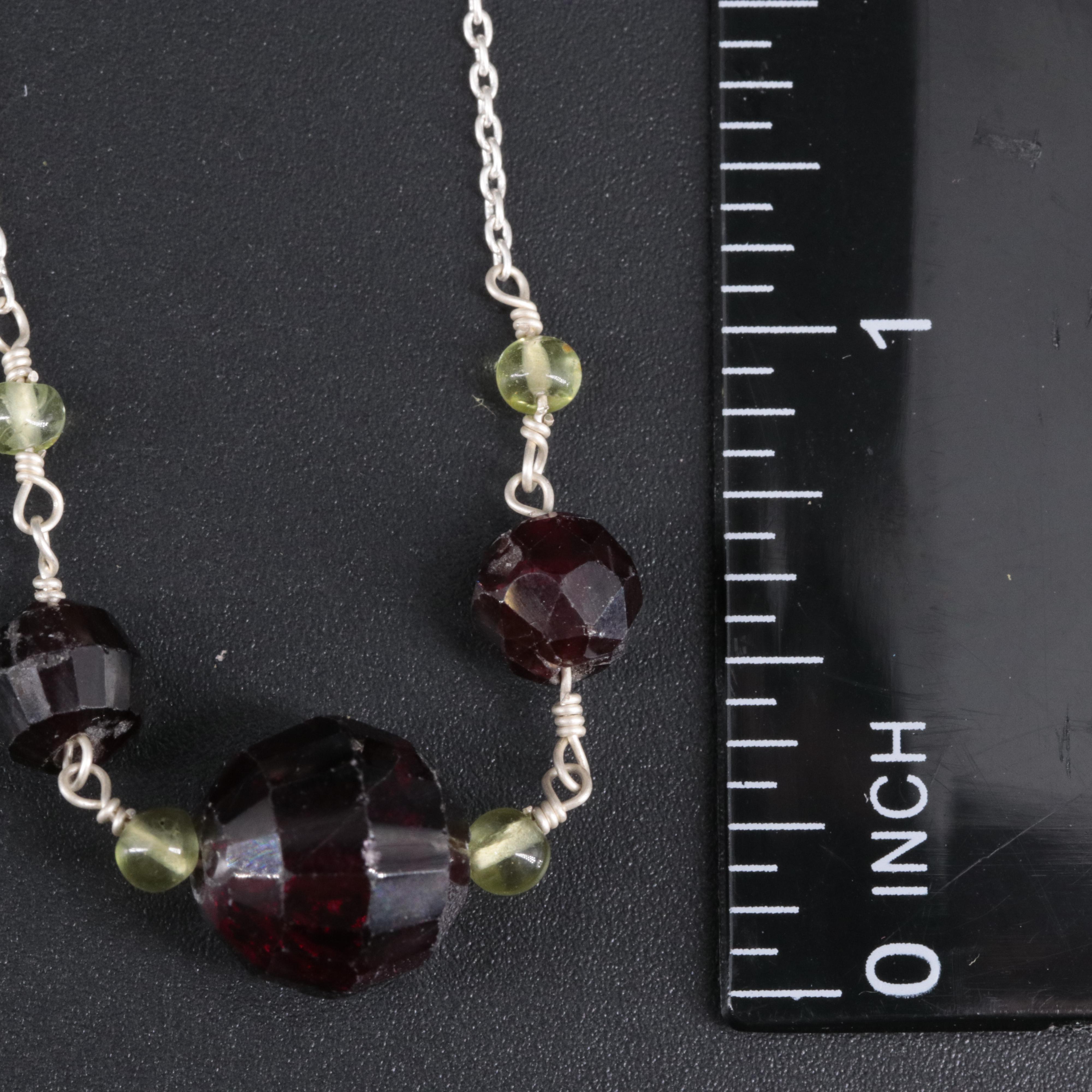 Sterling Silver Necklace Featuring Gemstones