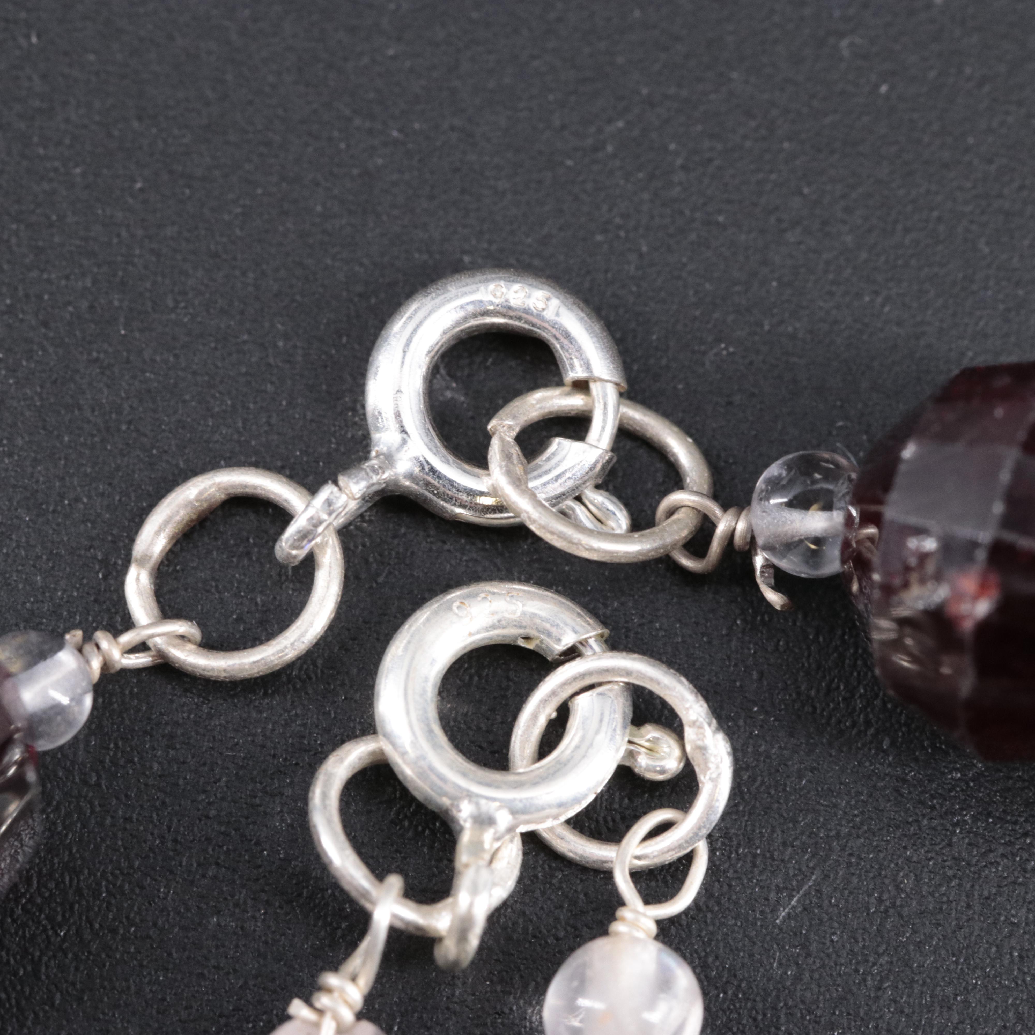 Sterling Silver Necklace Set Featuring Gemstones