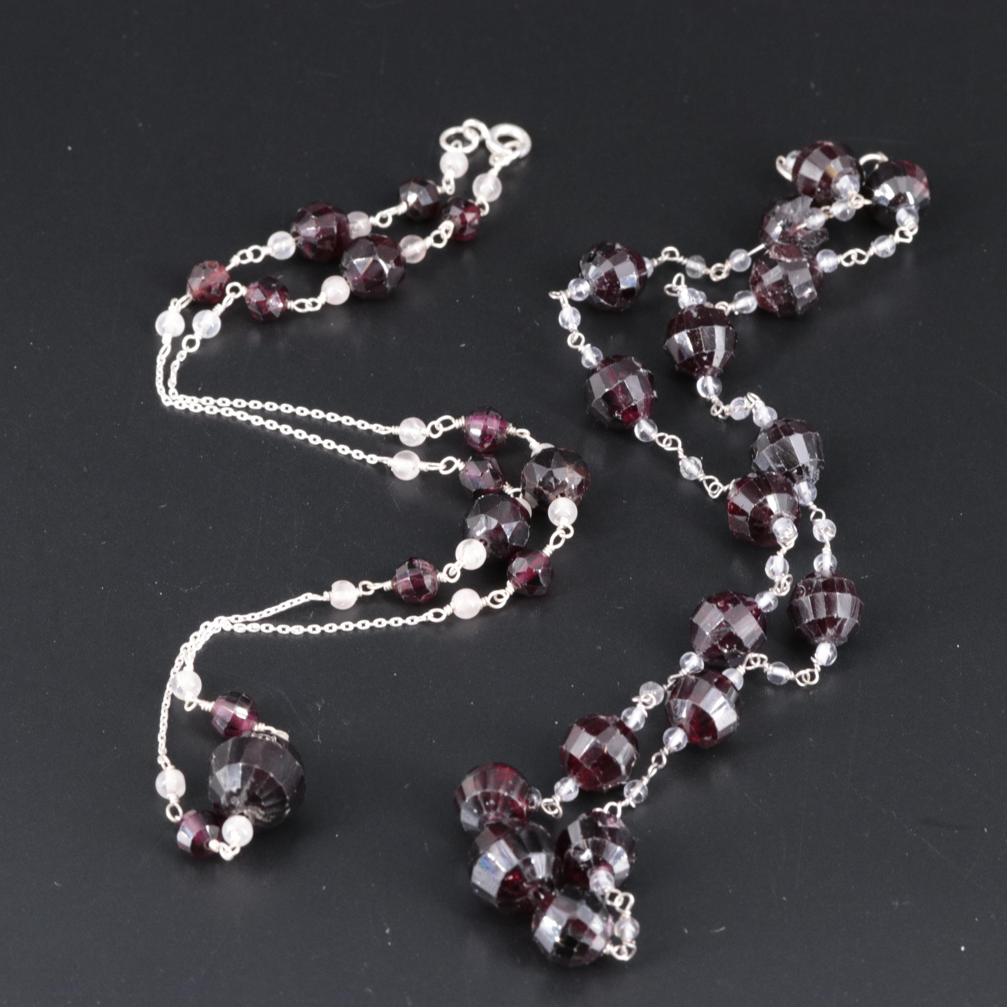 Sterling Silver Necklace Set Featuring Gemstones