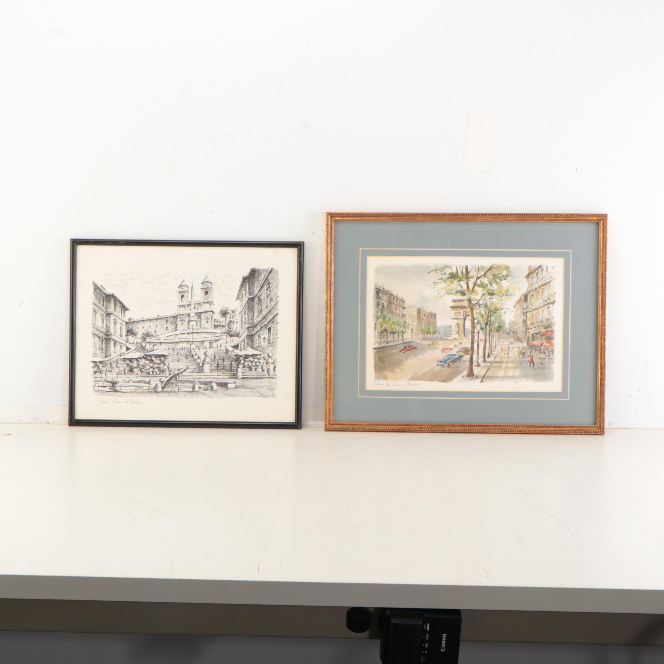 Rome and Parisian Street Scene Prints