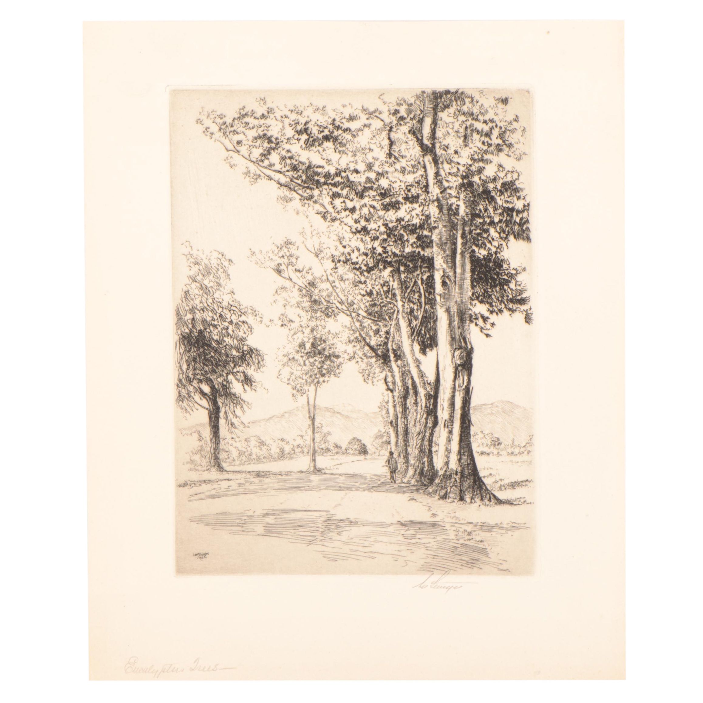 Lee Sturges Landscape Etching "Eucalyptus Trees," 1924