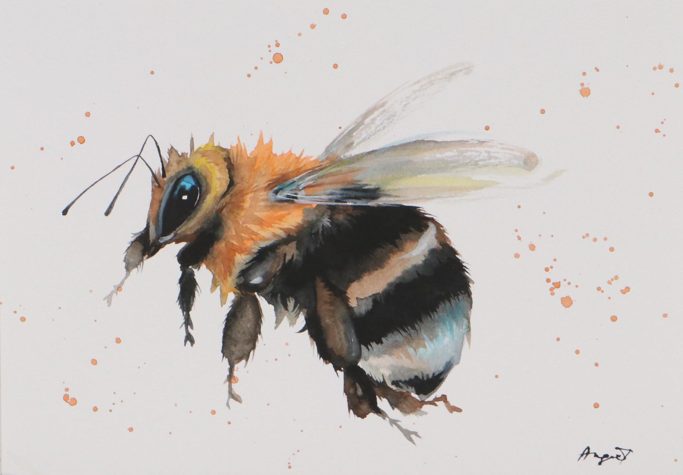 Anne Gorywine Watercolor Painting of Bee, 2020