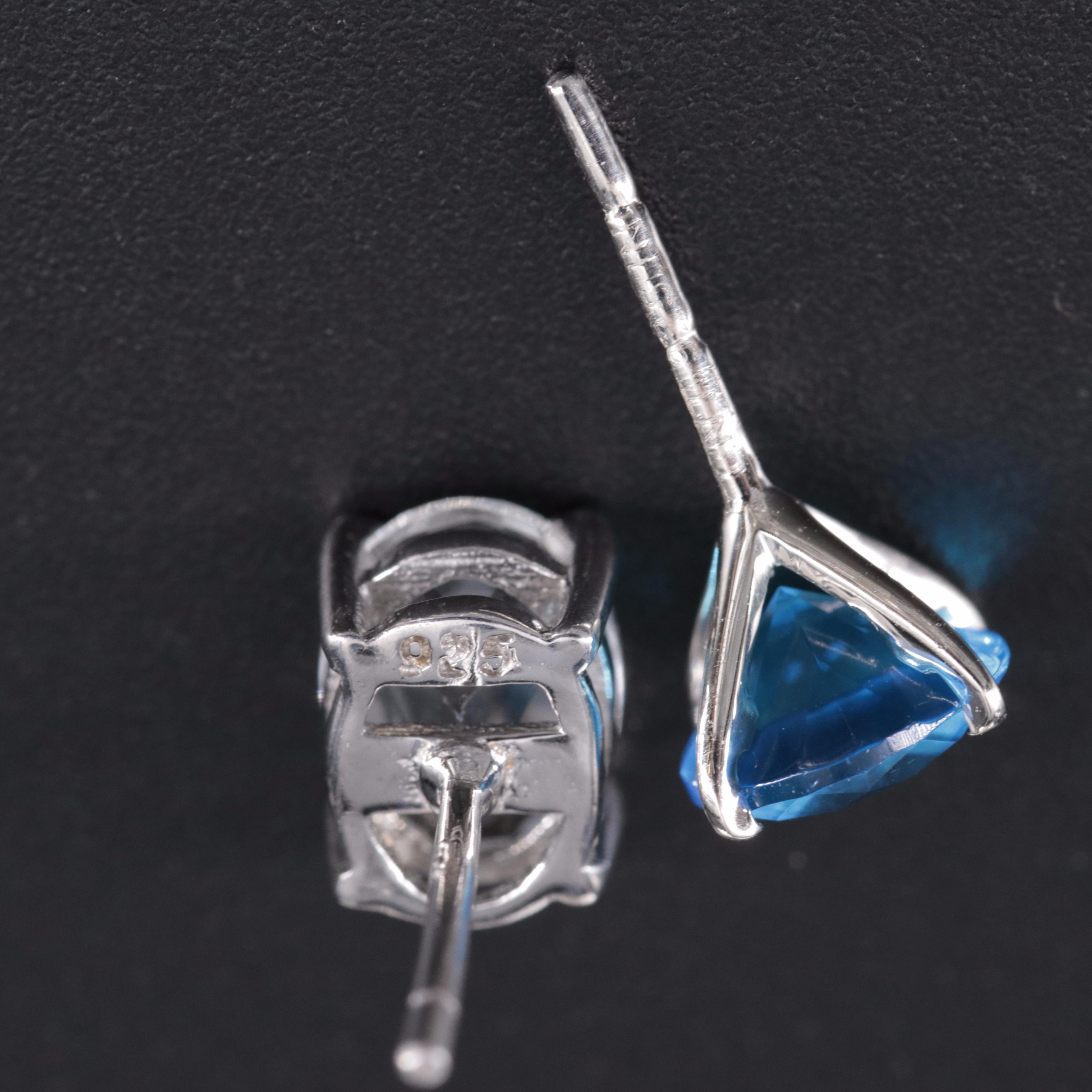 2-Piece Sterling Gemstone Stud Earrings Set