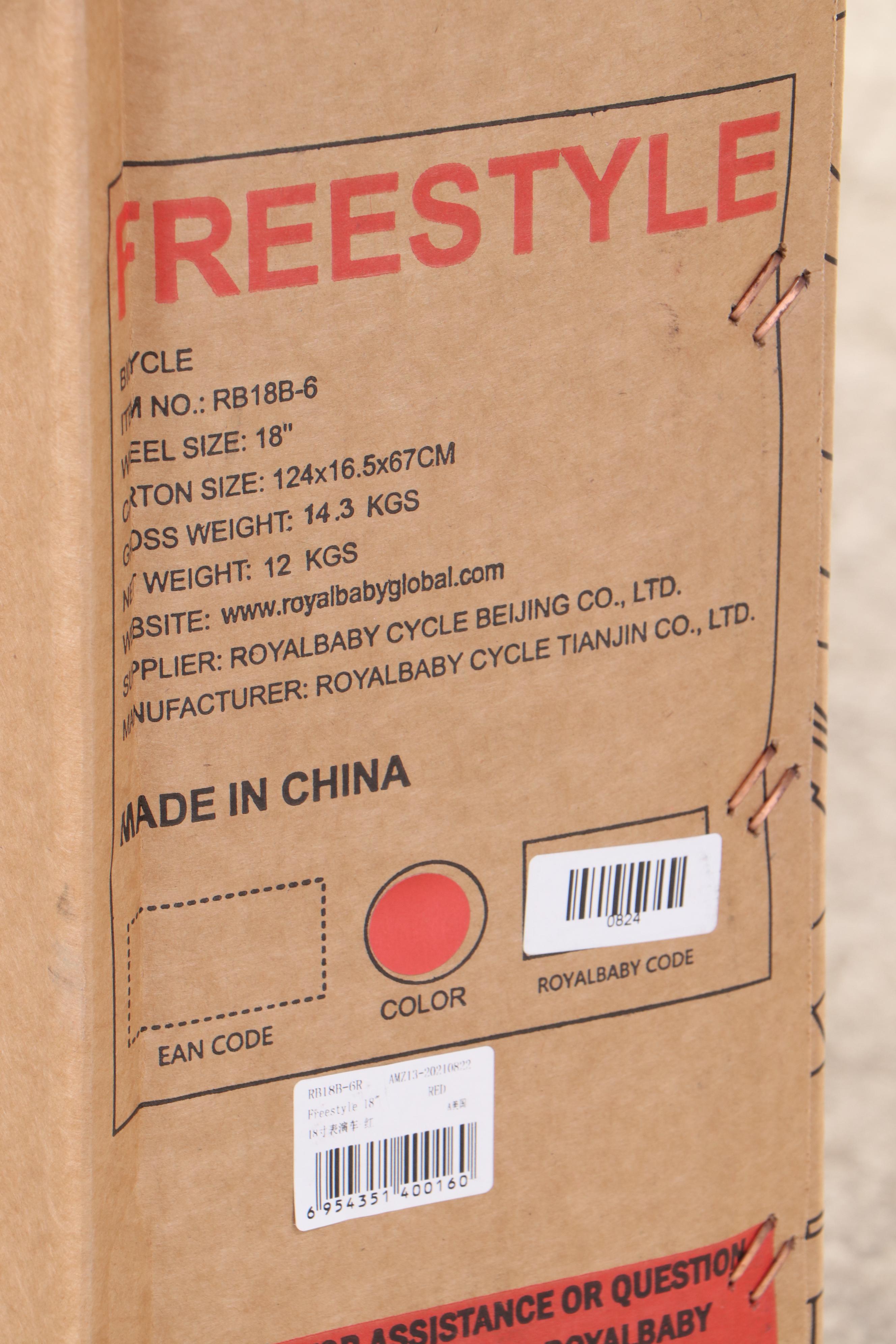 RoyalBaby Freestyle 18" Kids Bike in Red