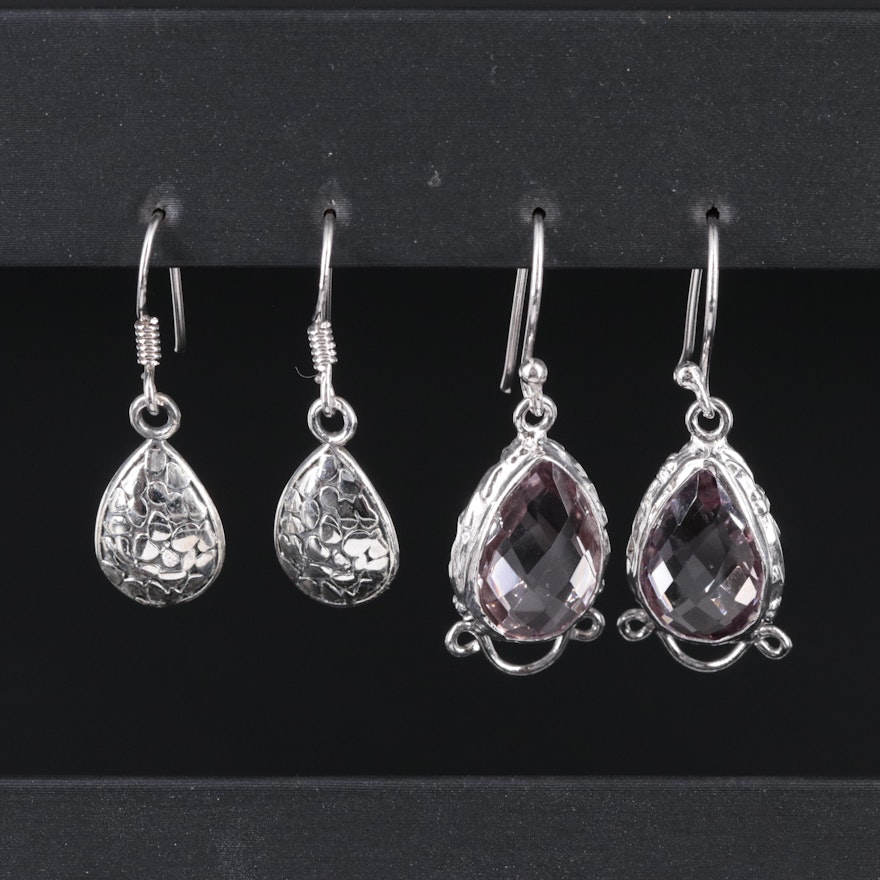 2-Piece Sterling Drop and Gemstone Dangle Earrings Set