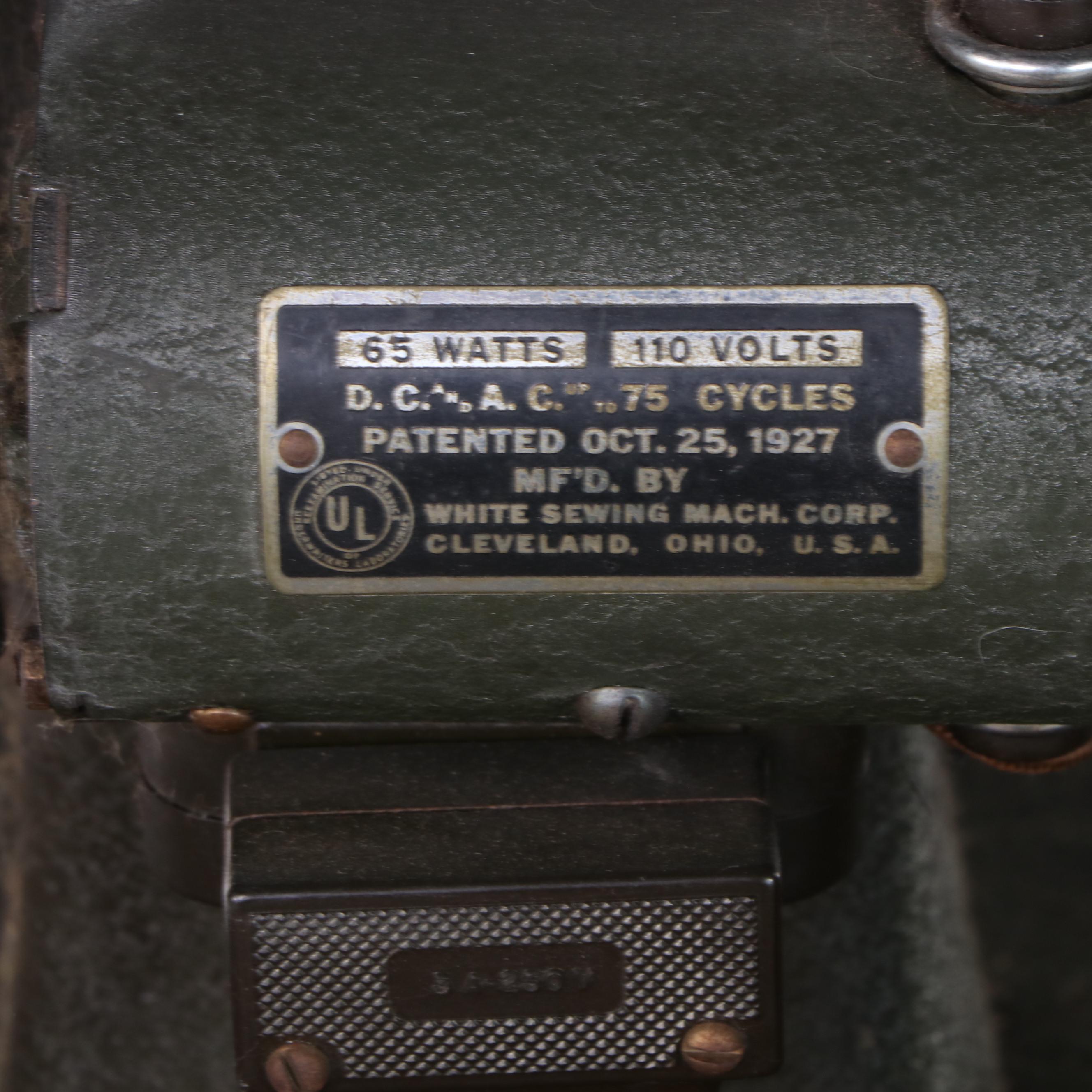 Jacobean Style Walnut Sewing Cabinet with White Rotary Machine