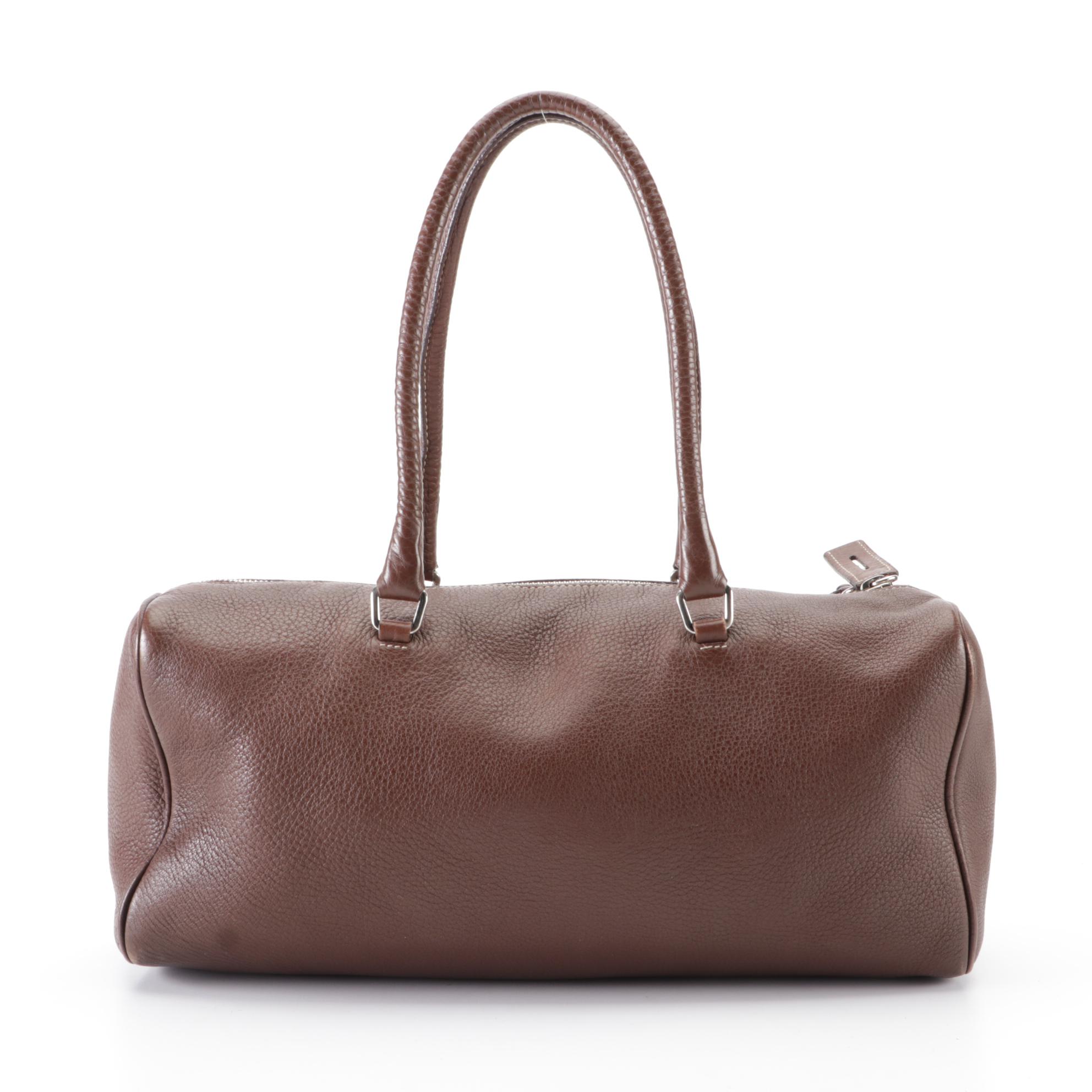 Prada Satchel Bag in Dark Brown Full-Grain Leather