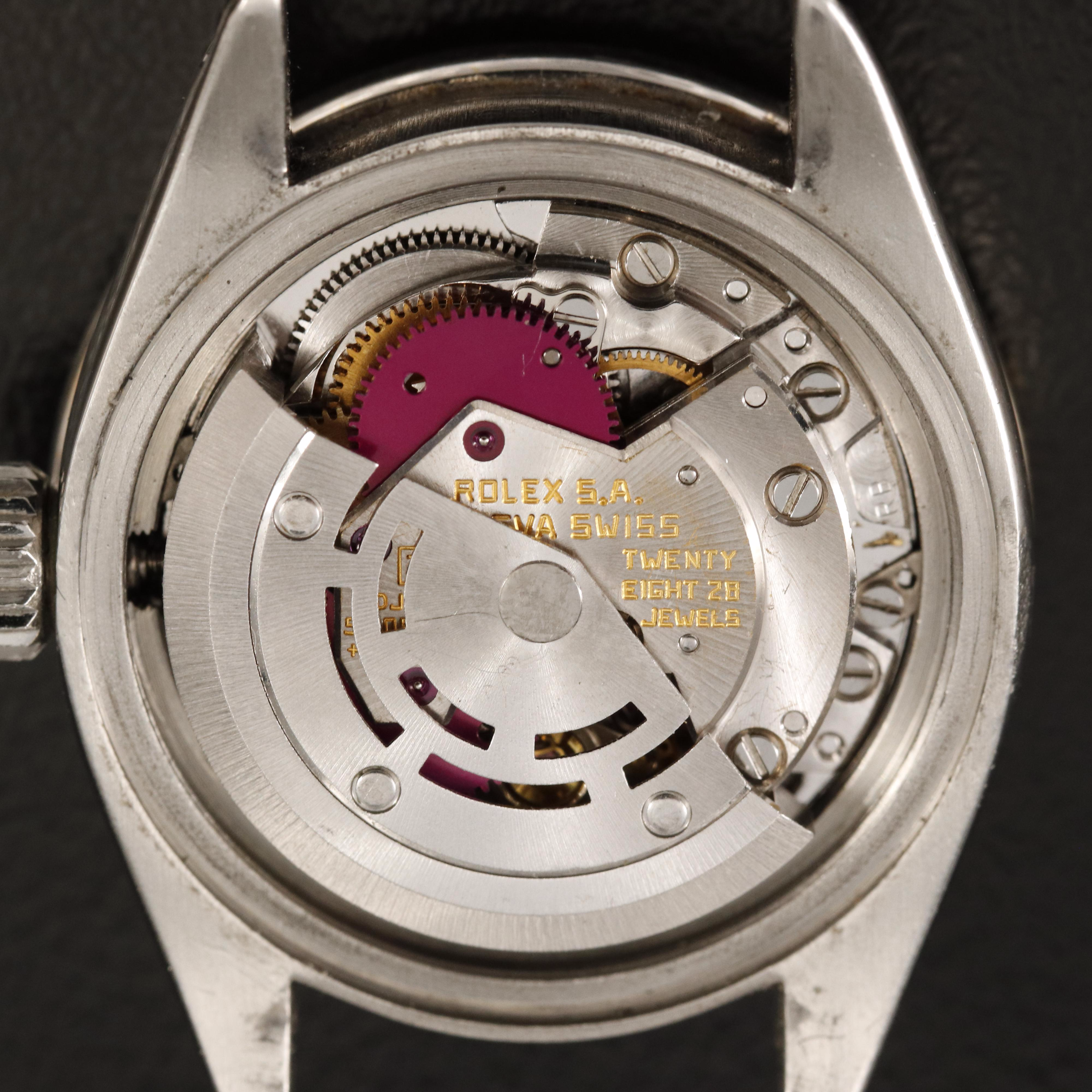 Rolex Oyster Perpetul Diamond Dial Watch with Diamond & Pink Sapphire Bezel