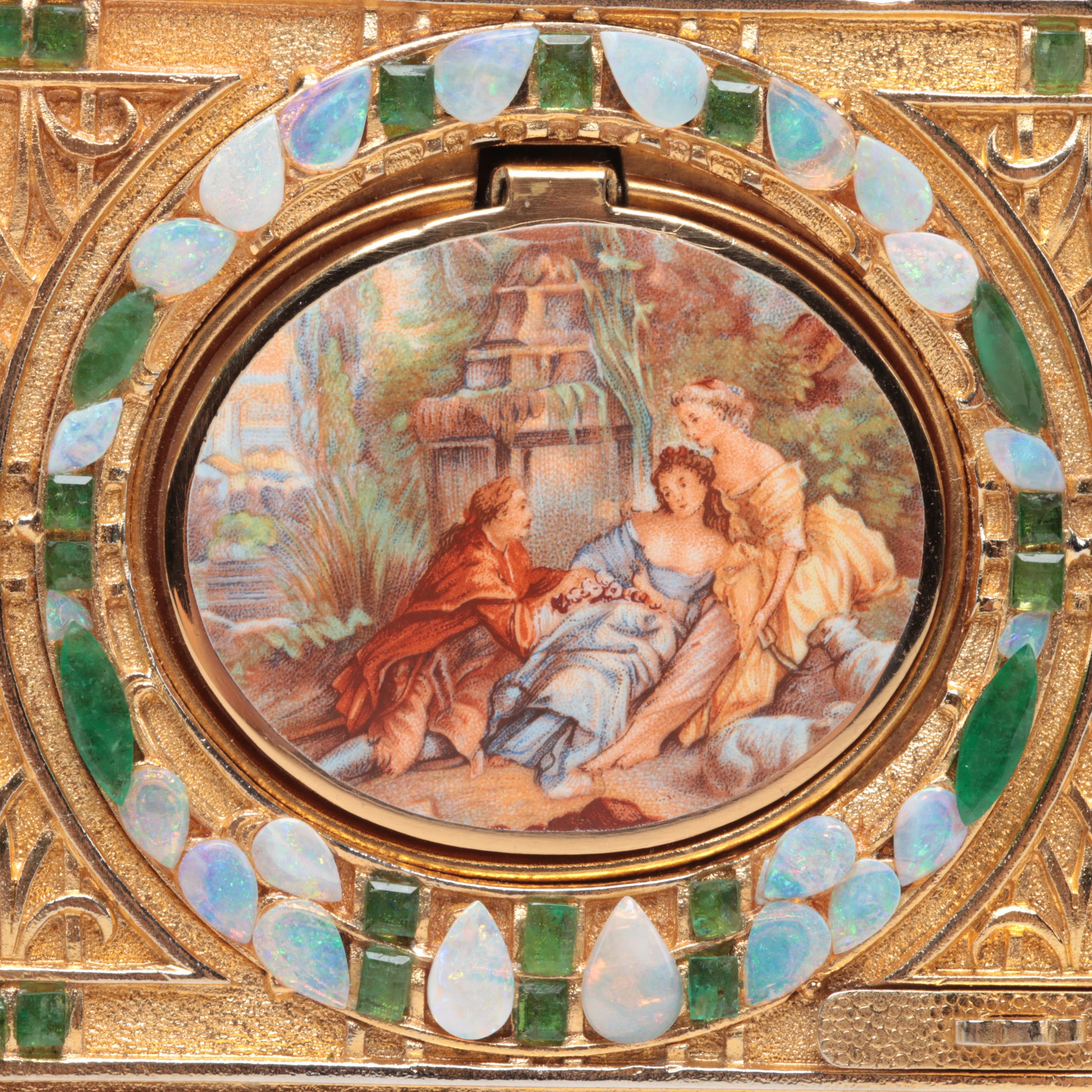 Sorrento Automaton Bird Music Box with Amethyst, Emerald, and Opal Accents