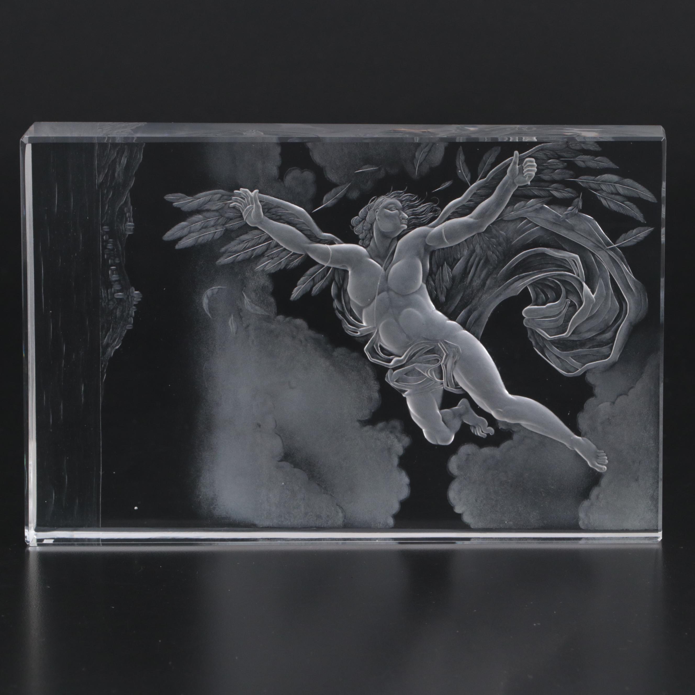 Tejkl Brothers for Atelier Chalupka –Tejkl "Icarus" Engraved Czech Crystal Block