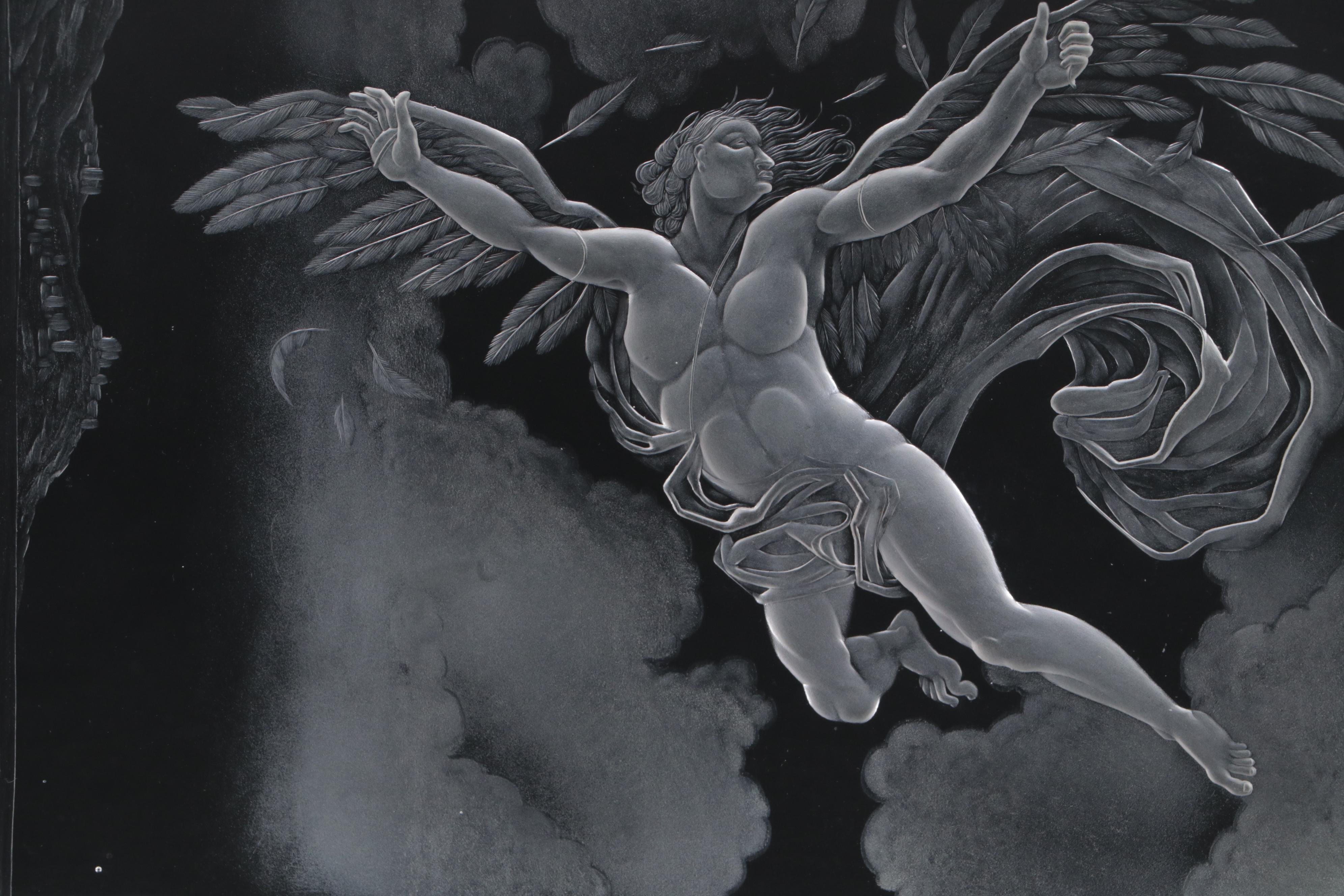 Tejkl Brothers for Atelier Chalupka –Tejkl "Icarus" Engraved Czech Crystal Block